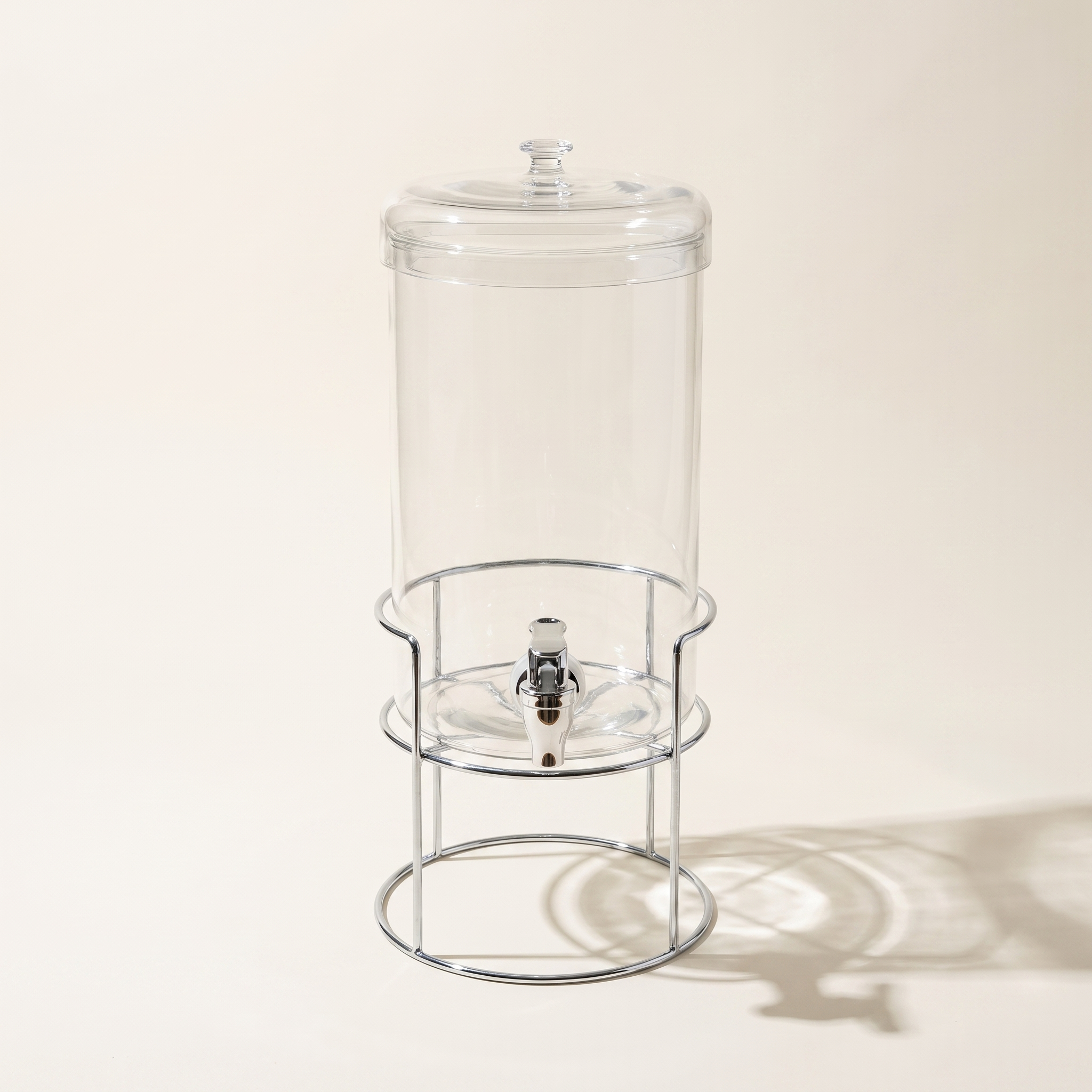 Distributeur de boissons en verre borosilicaté avec couvercle en verre et support en métal, 5,5 L