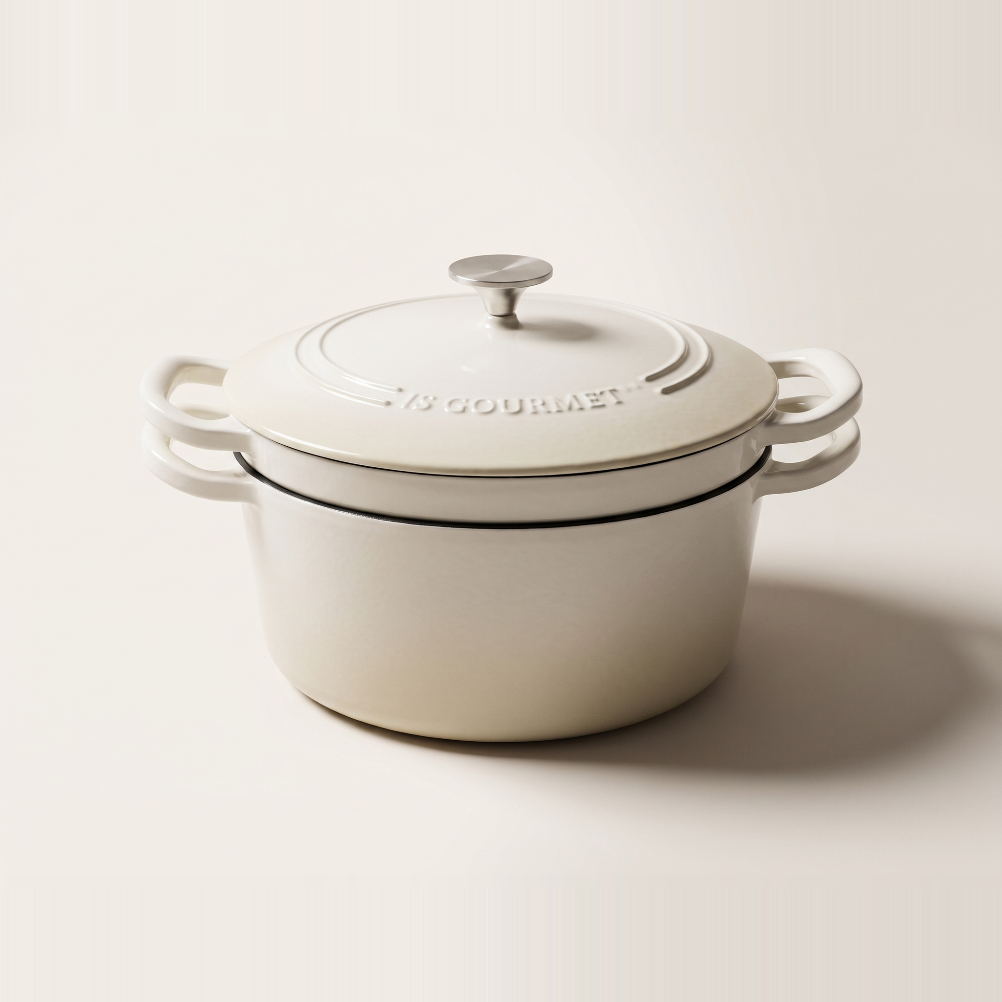 Stackable 3-Piece Cast Iron Dutch Oven Set — Cream Meringue, 5.2 L (5.5 qt)