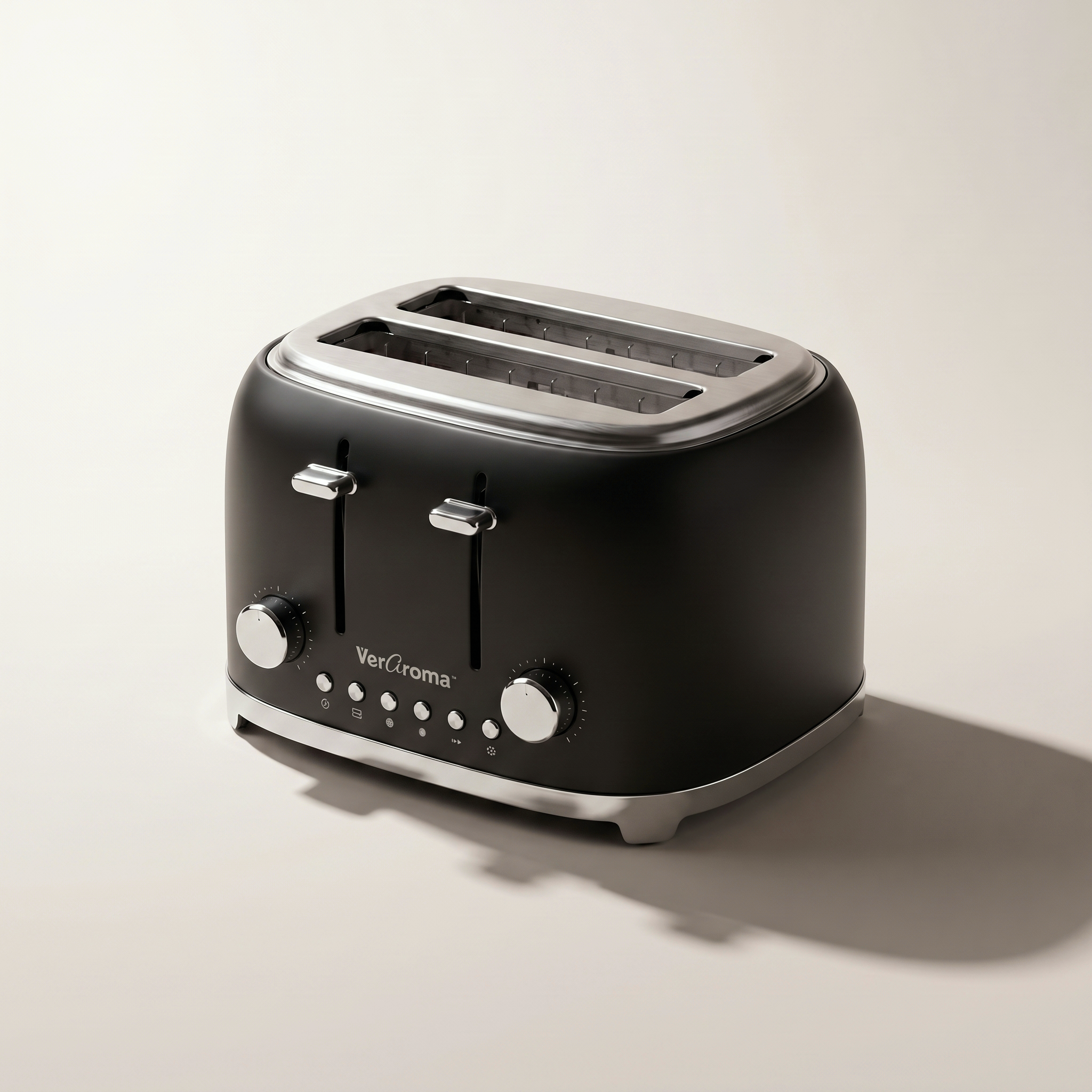 4-Slice Stainless Steel Toaster with 6 Temperature Settings, Matte Black (1500W)