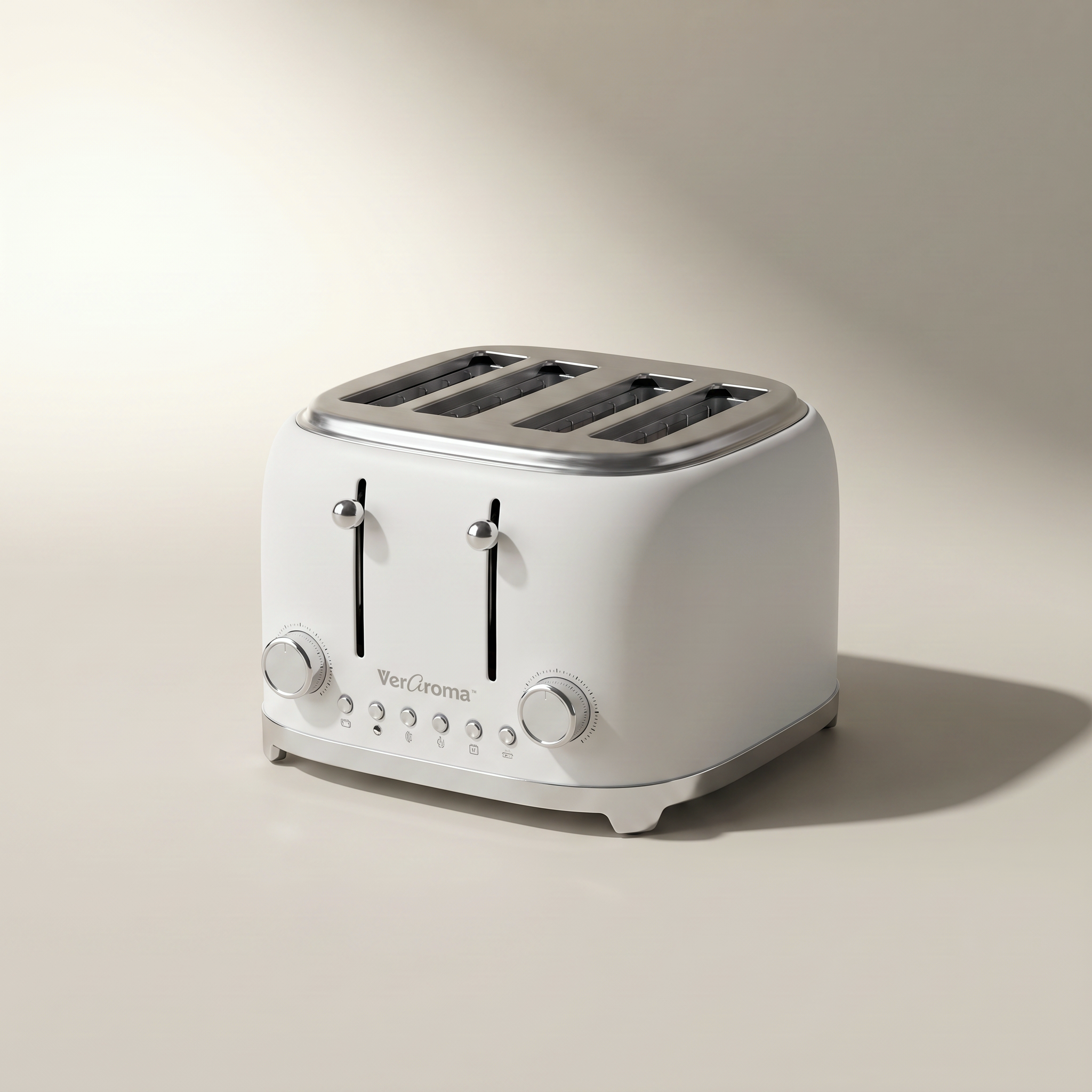 4-Slice Stainless Steel Toaster with 6 Temperature Settings, Matte White (1500W)