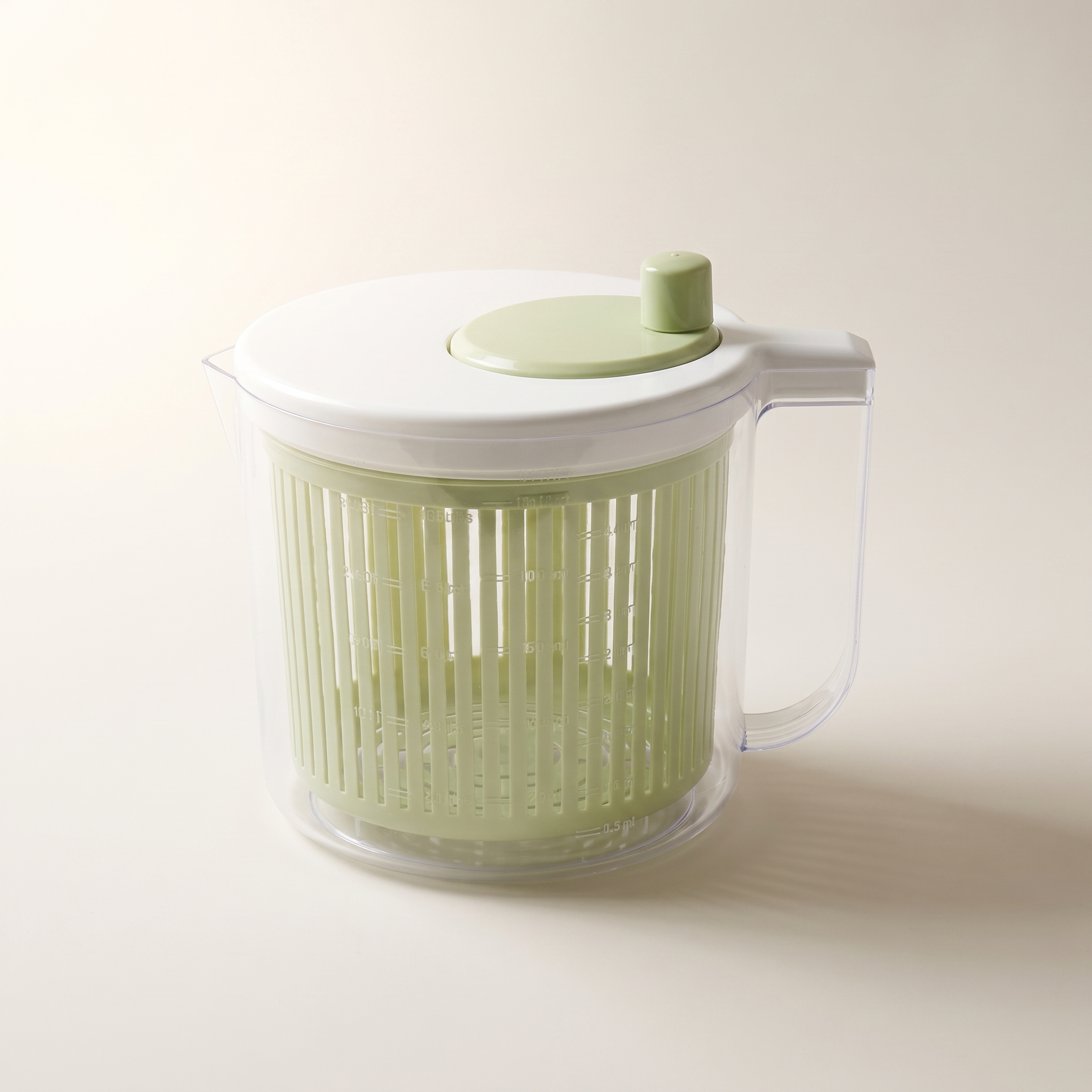 4-in-1 Salad Spinner with Built-In Draining System, 2.5 L (Green)