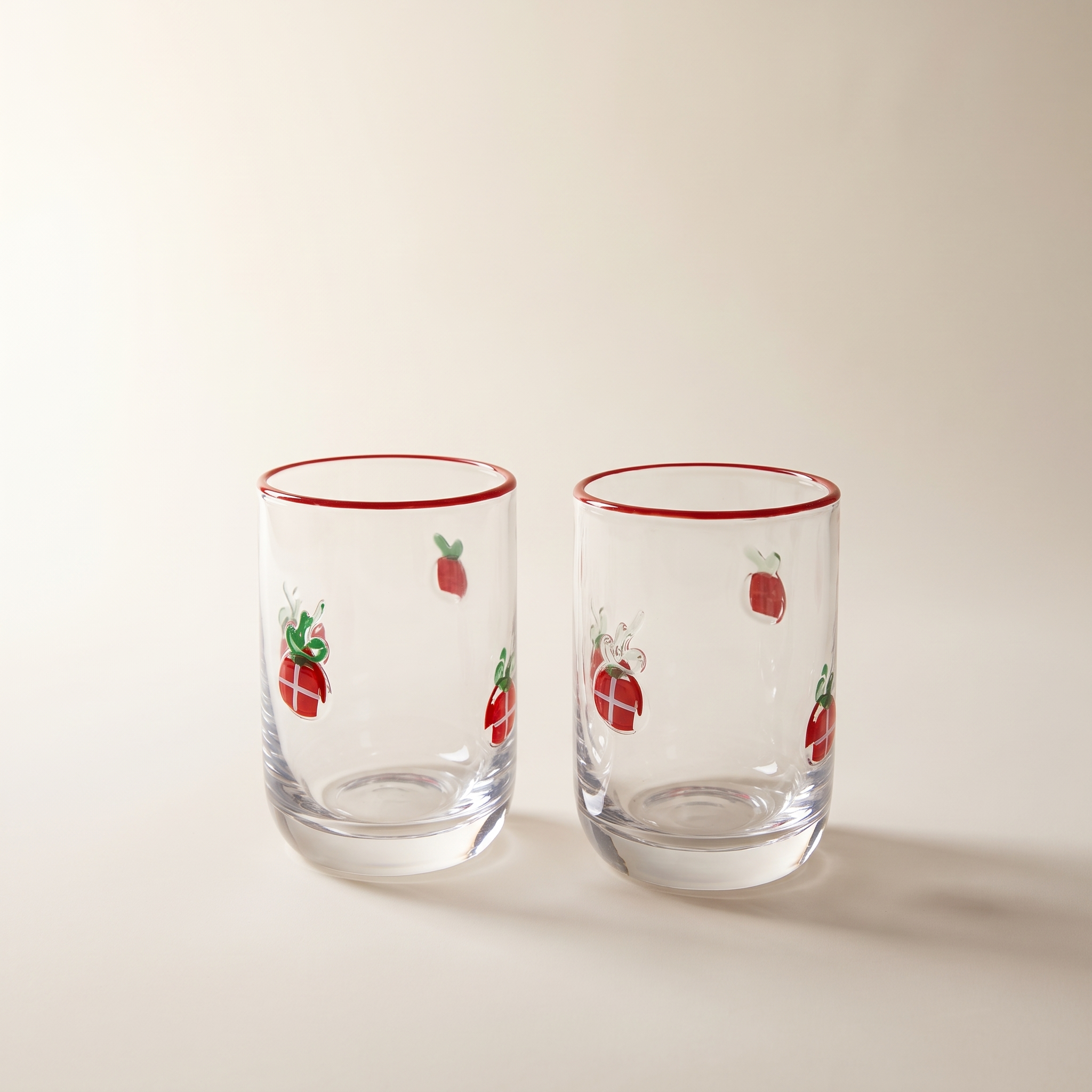 Icon Gobelets Old-Fashioned 3D, Cadeau de Noël / Bord Rouge (Lot de 2)