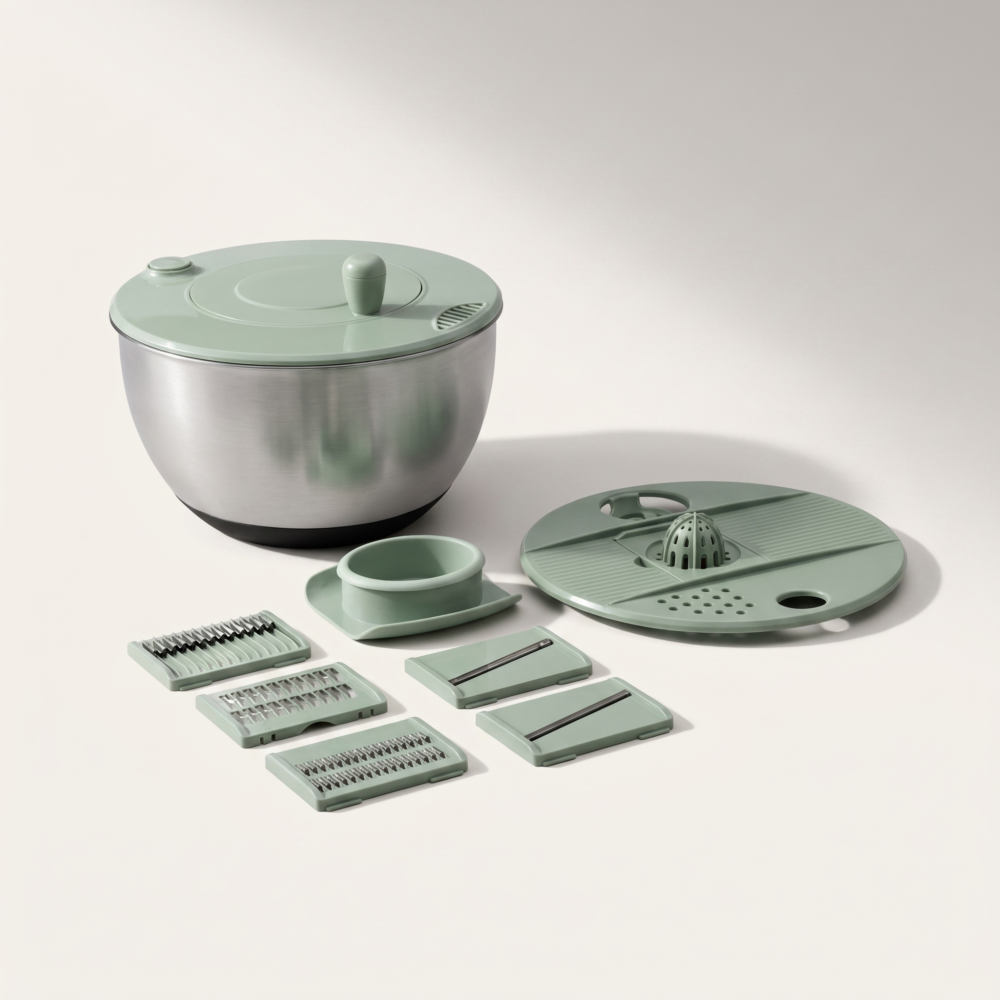 Stainless Steel Salad Spinner with Chopper — 4-in-1, 4.2 L