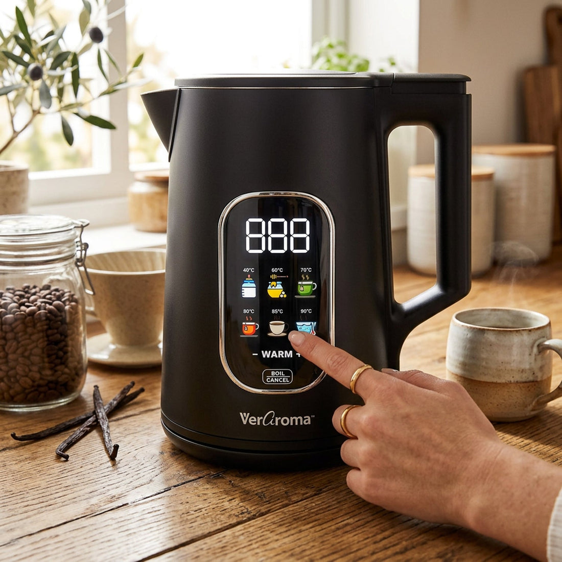 Color digital touch screen with 6 preset temperatures