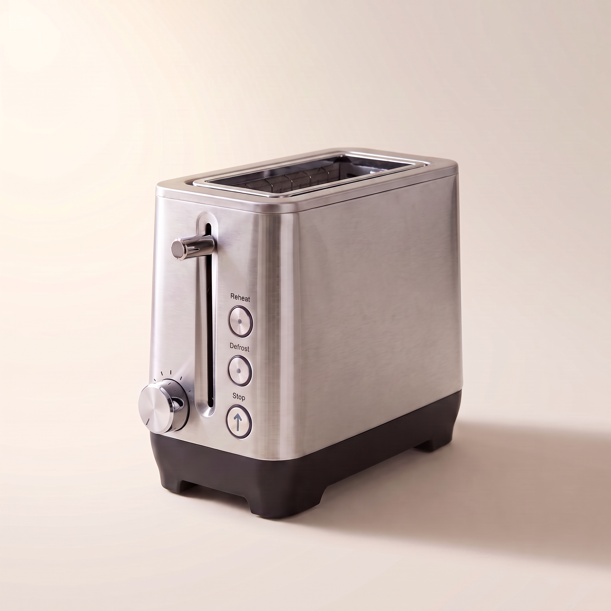 Slim Space-Saving Stainless Steel Long-Slot 2-Slice Toaster