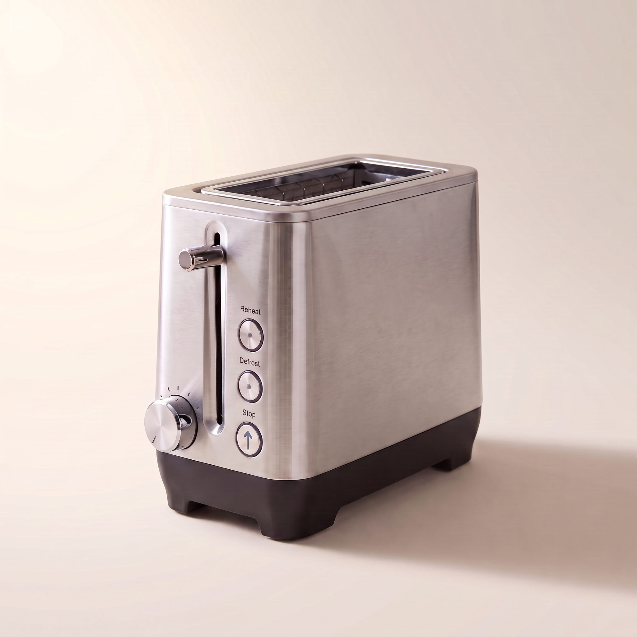 Slim Space-Saving Stainless Steel Long-Slot 2-Slice Toaster