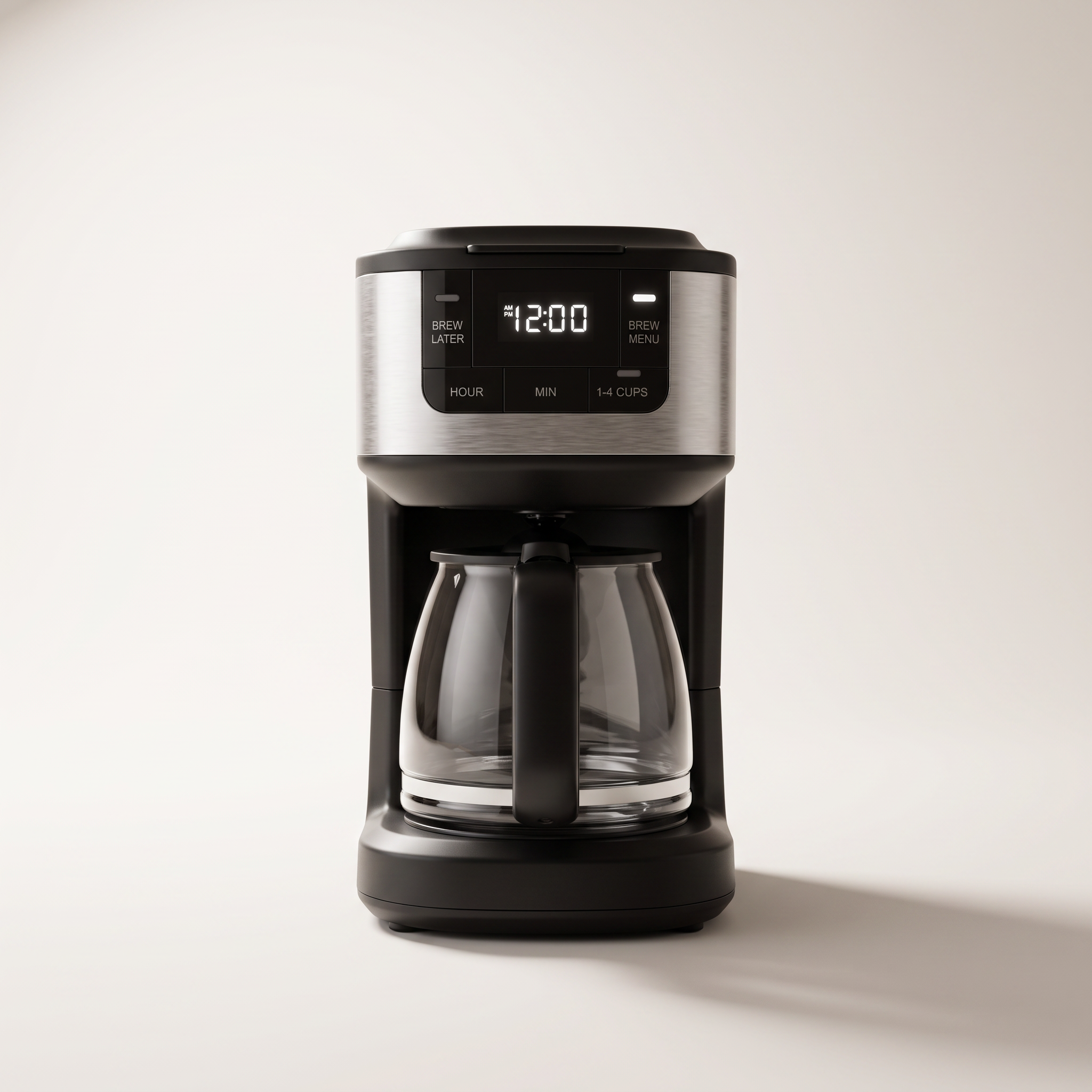 12-Cup Programmable Digital Drip Coffee Maker — 1.8 L Glass Carafe, Black