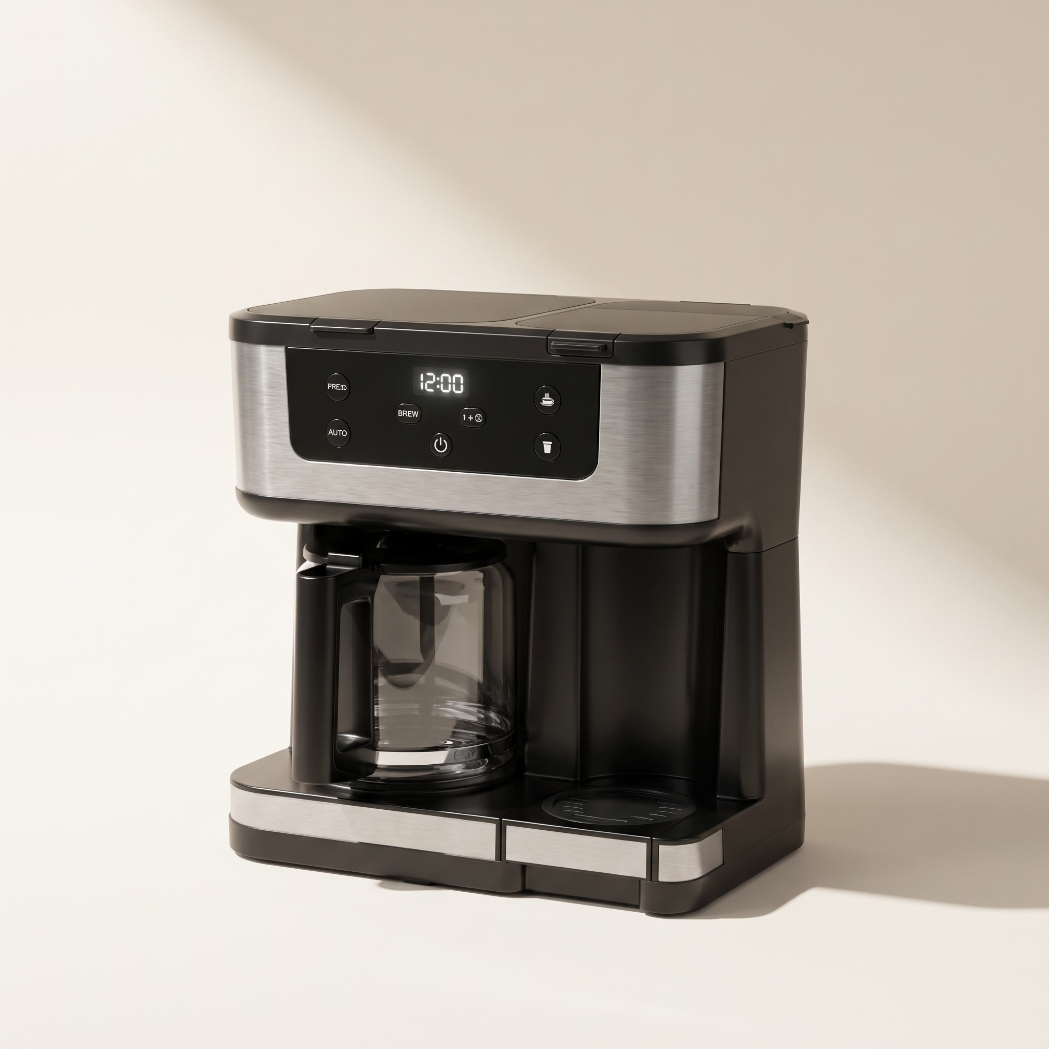 Dual-Brew Digital Coffee Maker — 12-Cup Carafe & Single-Serve, 1.8L
