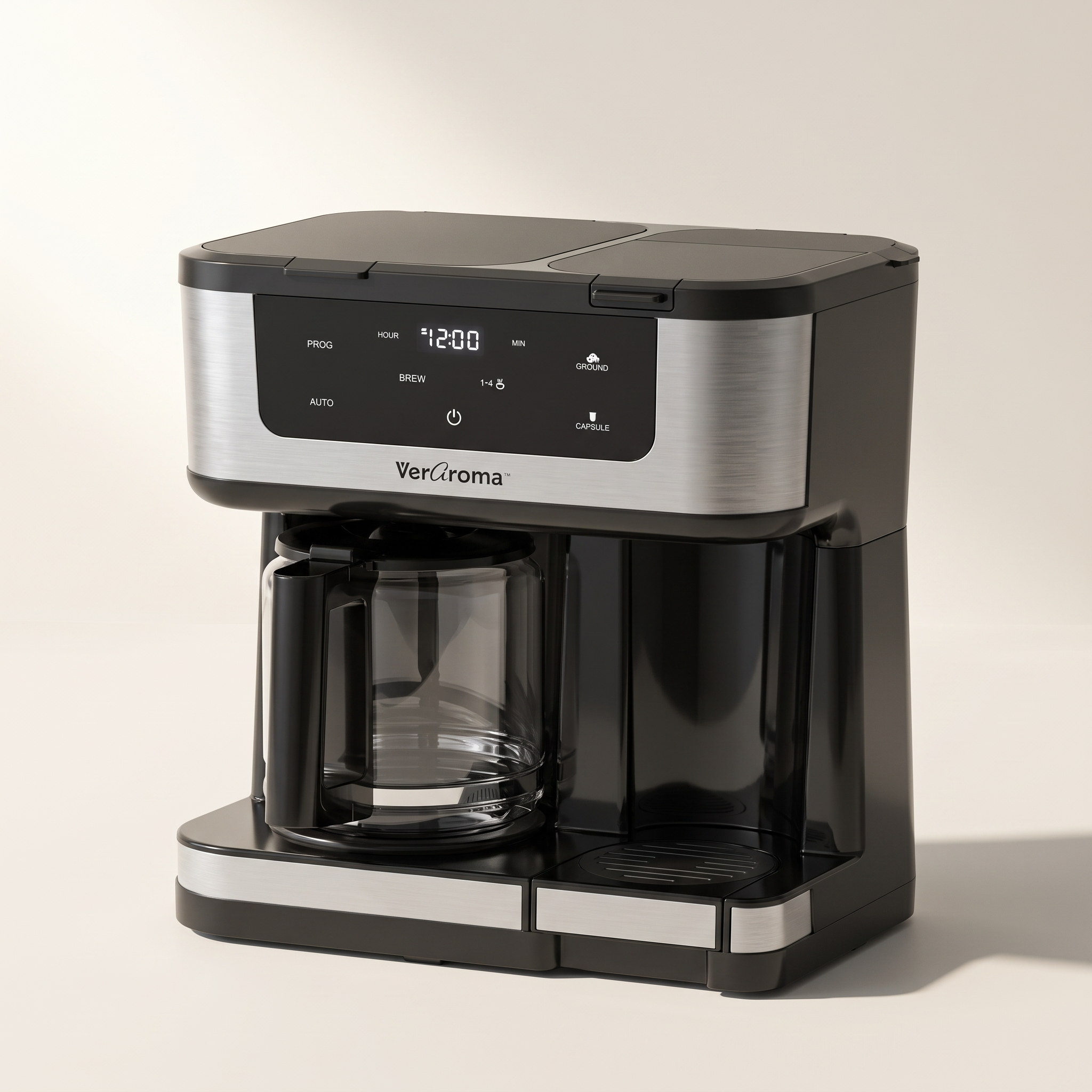 Dual-Brew Digital Coffee Maker — 12-Cup Carafe & Single-Serve, 1.8L