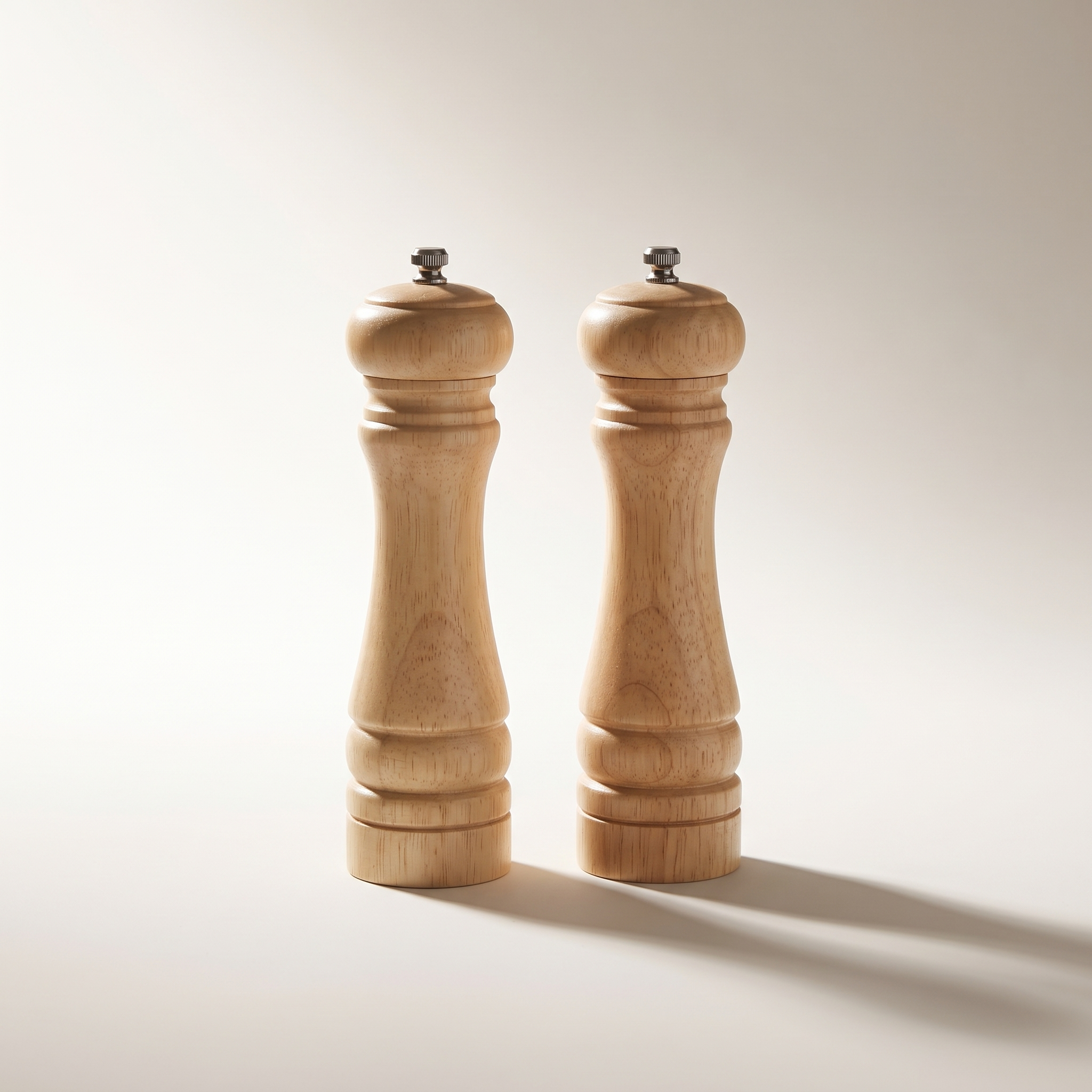 Ensemble de 2 moulins à sel et à poivre en bois d'hévéa — 22 cm