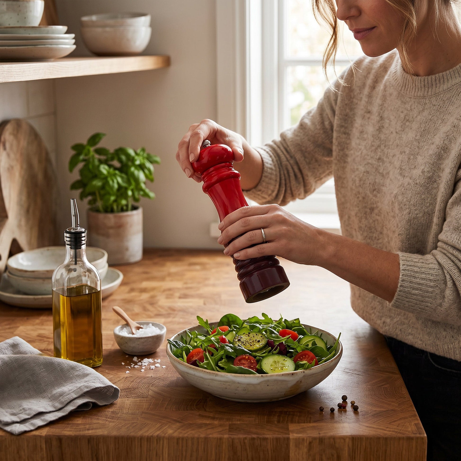Red Rubberwood Salt & Pepper Mill