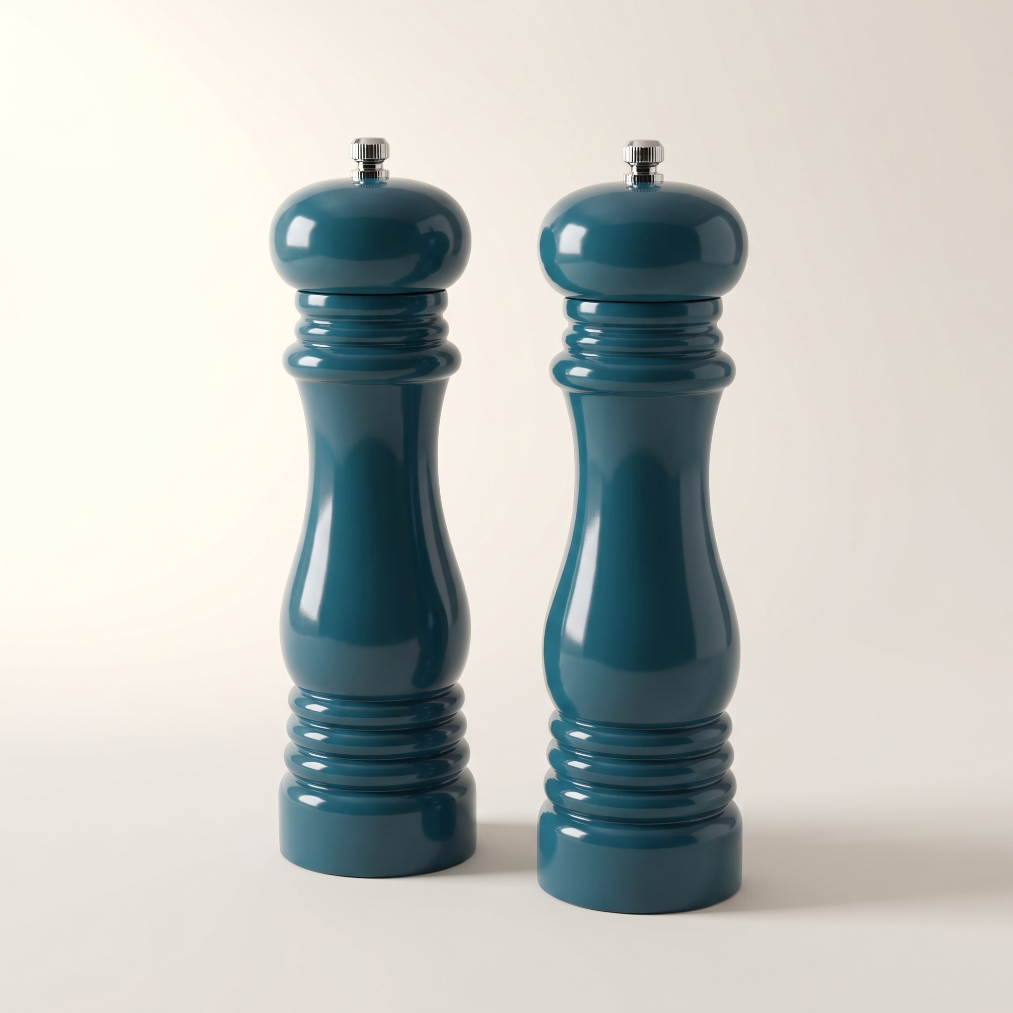 Rubberwood Salt & Pepper Mill Set — Sapphire Blue, 2-Tone Gloss