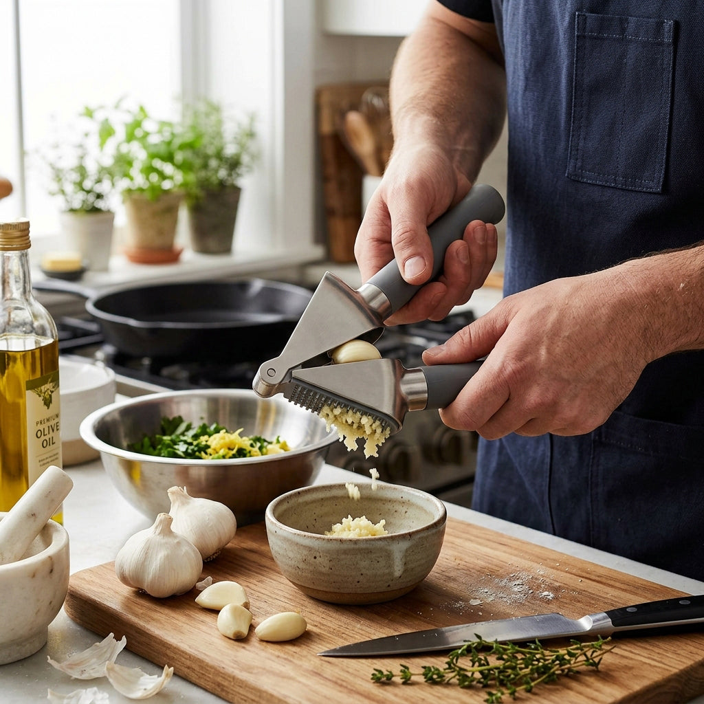 Heavy-Duty Nickel Plated Garlic Press