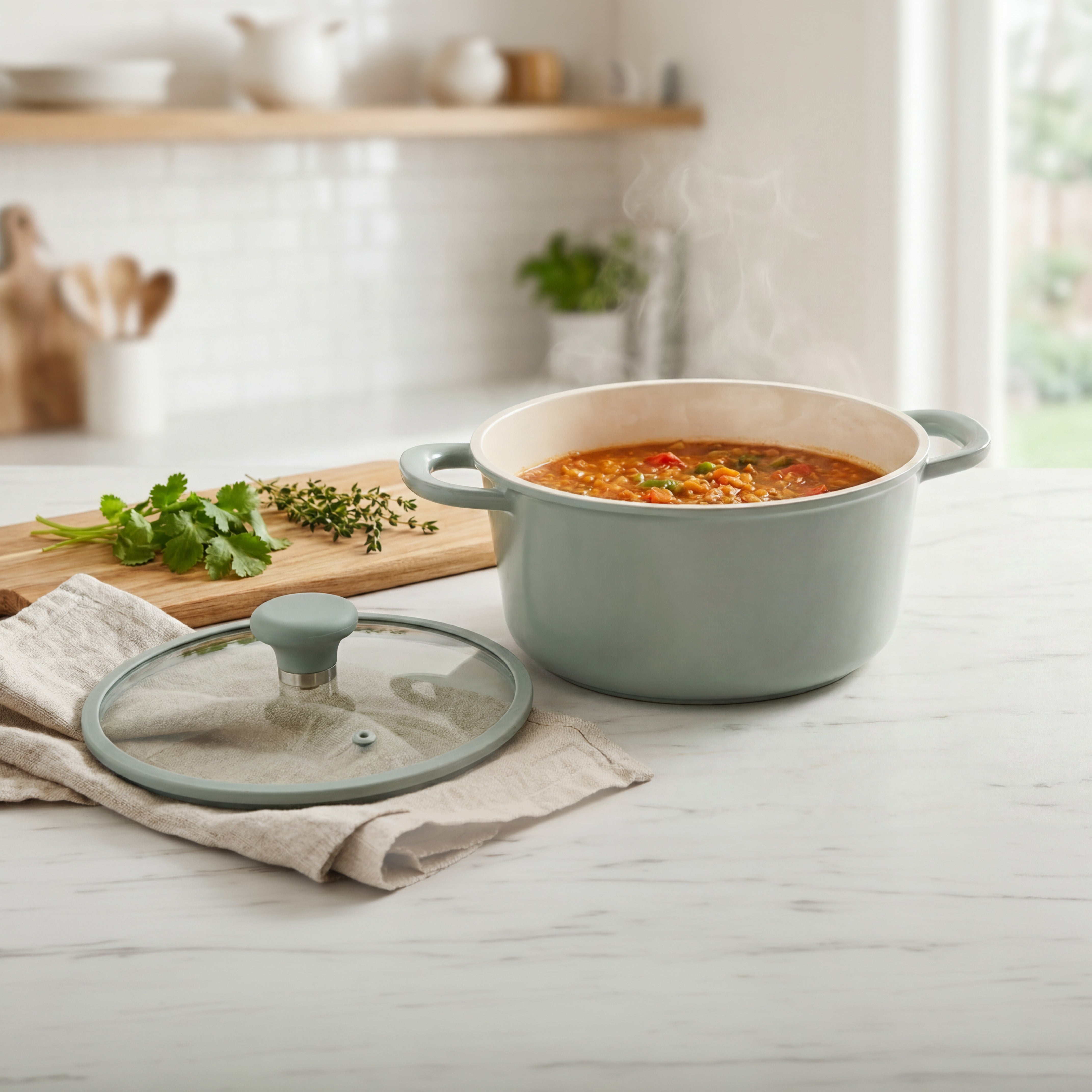 Die-Cast Aluminum Nonstick Casserole with Glass Lid — 24 cm