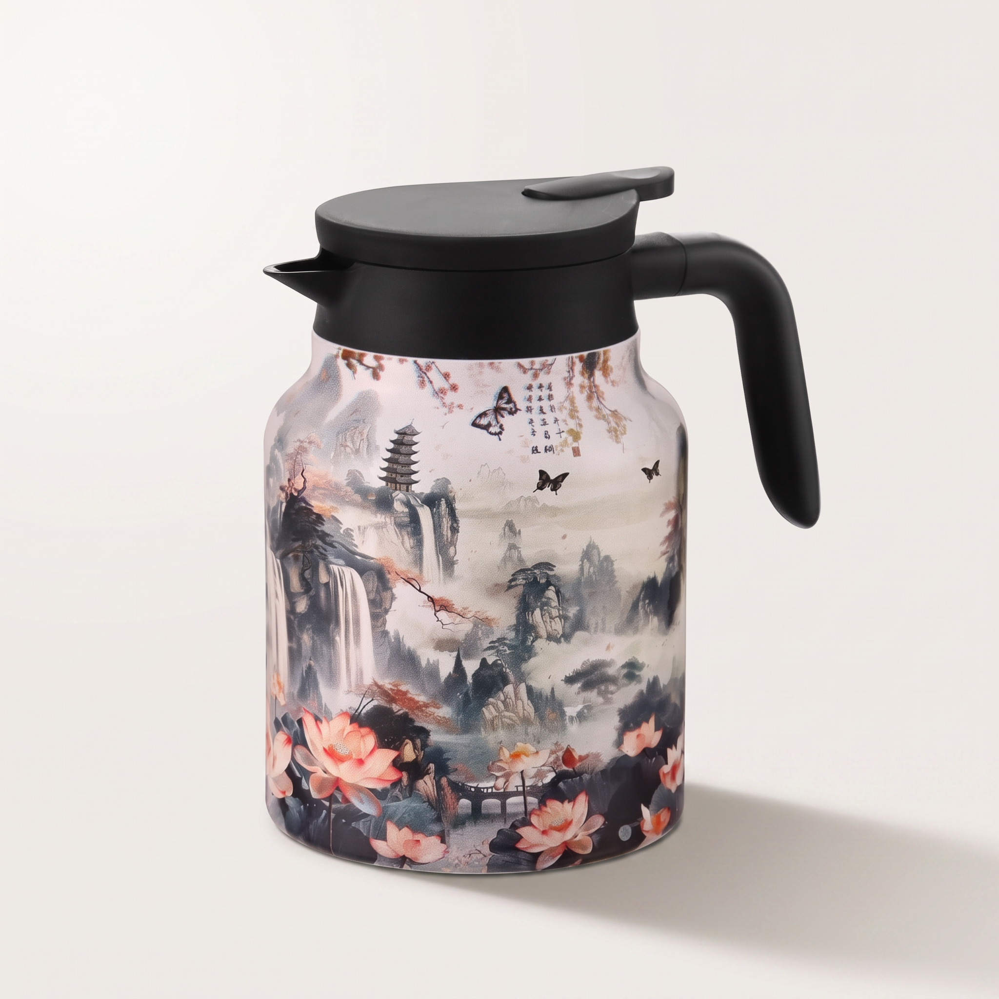 Bouteille isotherme à thé avec infuseur motif floral vintage — Modèle 1, 1,5 L
