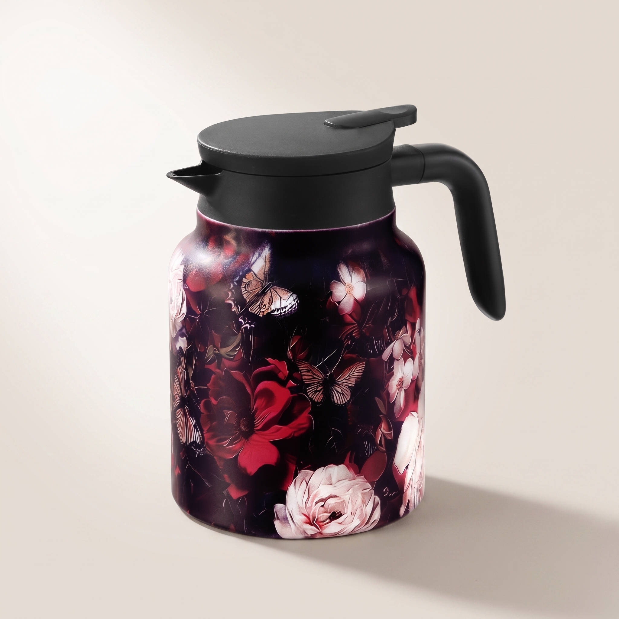 Bouteille thermos isotherme motif floral vintage avec infuseur — Modèle 2, 1,5 L