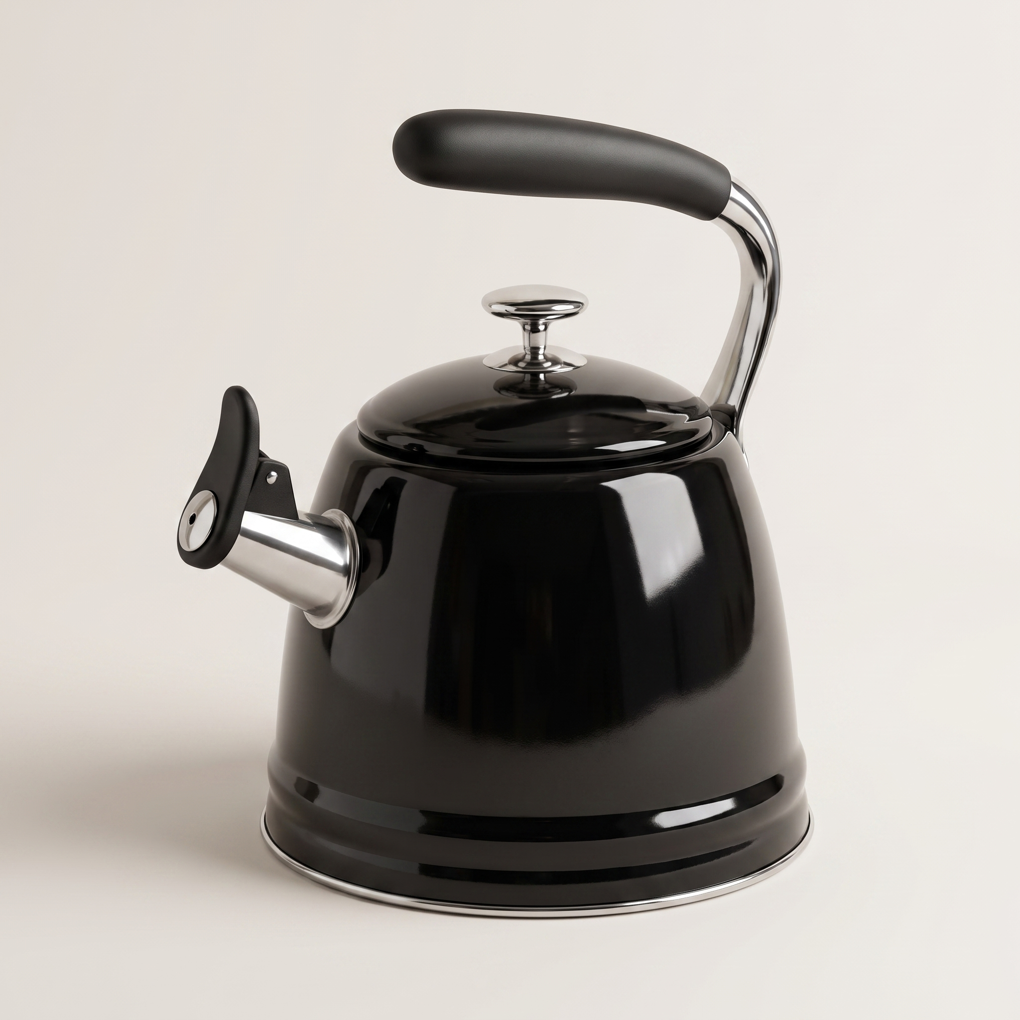 Stainless Steel Whistling Kettle — Black, 3 L