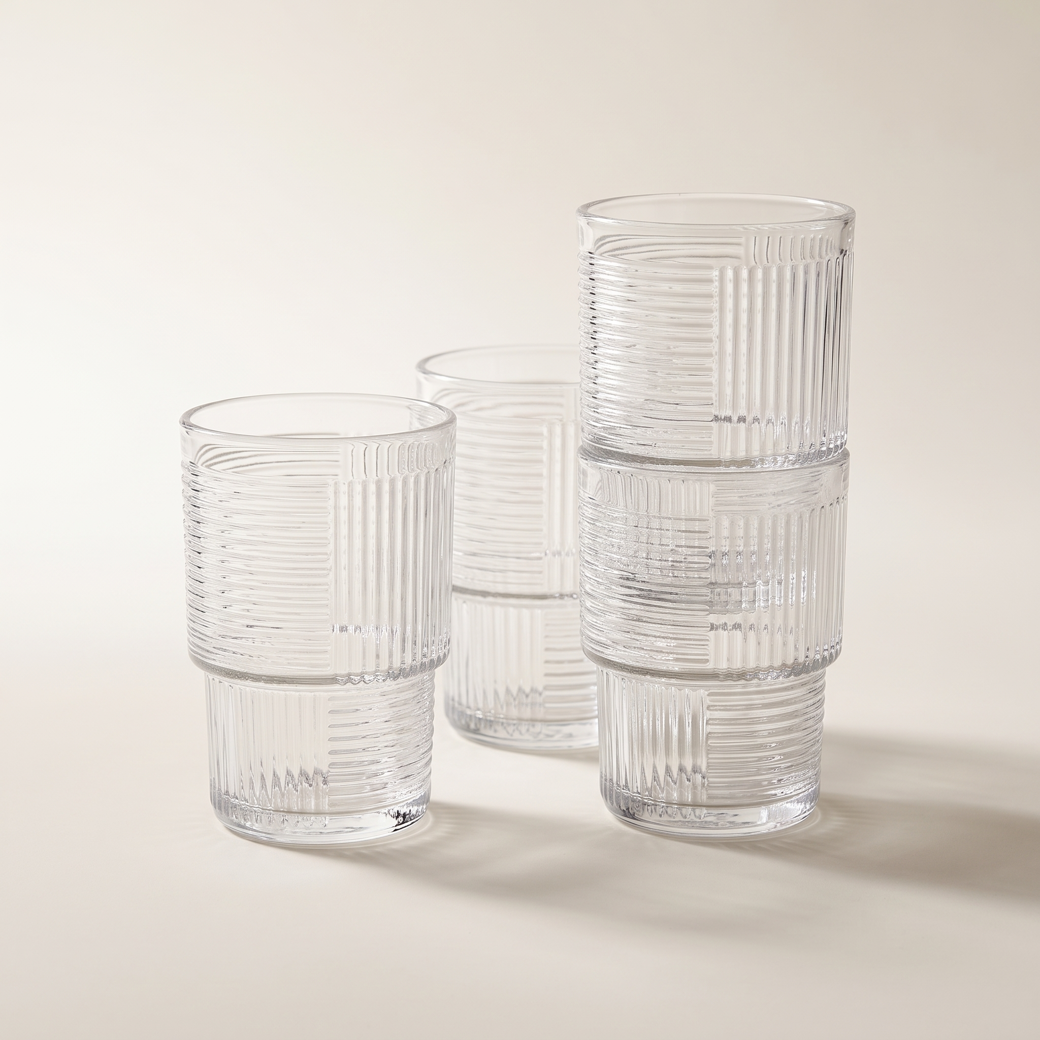 Verres à boire empilables à côtes, lot de 4 — 325 ml