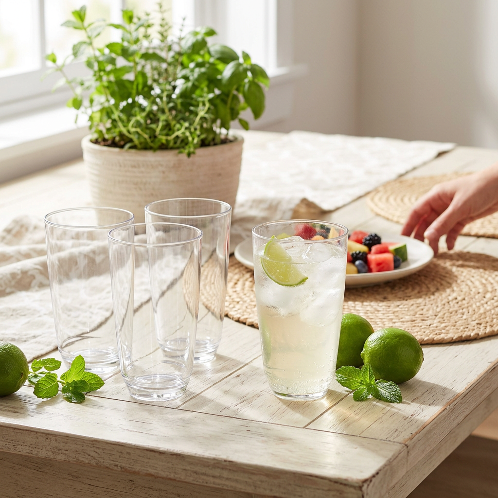 Stackable Thin-Rim Borosilicate Glasses, Set of 4 — Highball, 460 ml