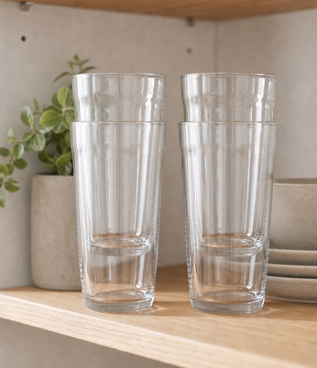 Stackable Thin-Rim Borosilicate Glasses, Set of 4 — Highball, 460 ml