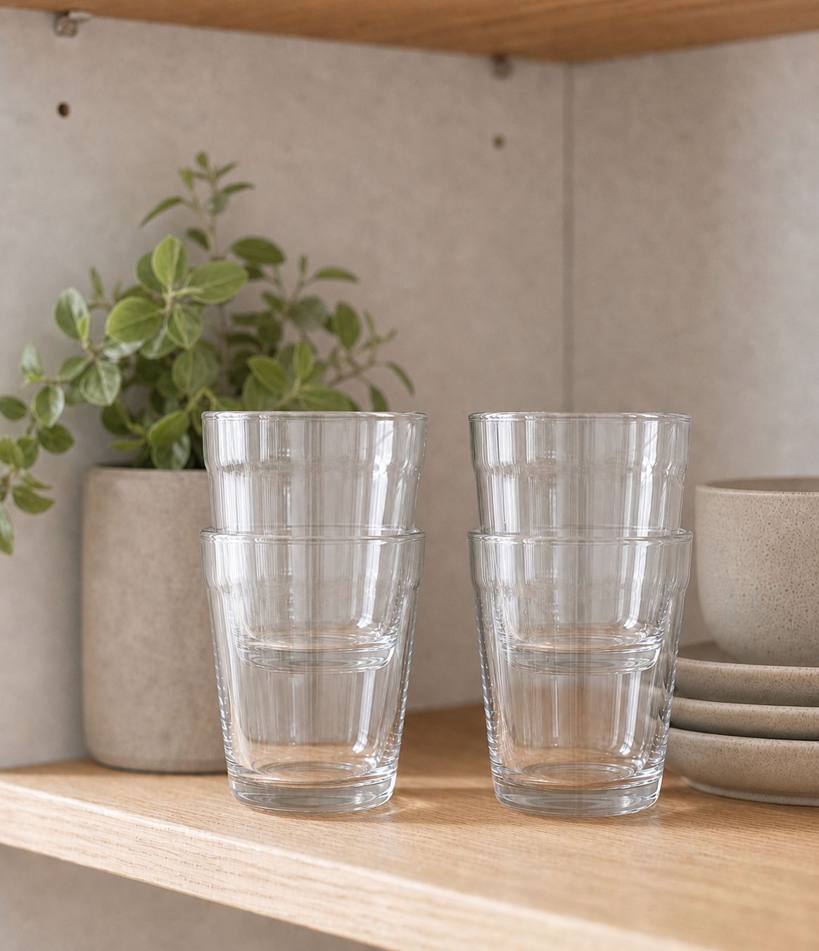 Stackable Thin-Rim Borosilicate Glasses, Set of 4 — Old-Fashioned, 325 ml
