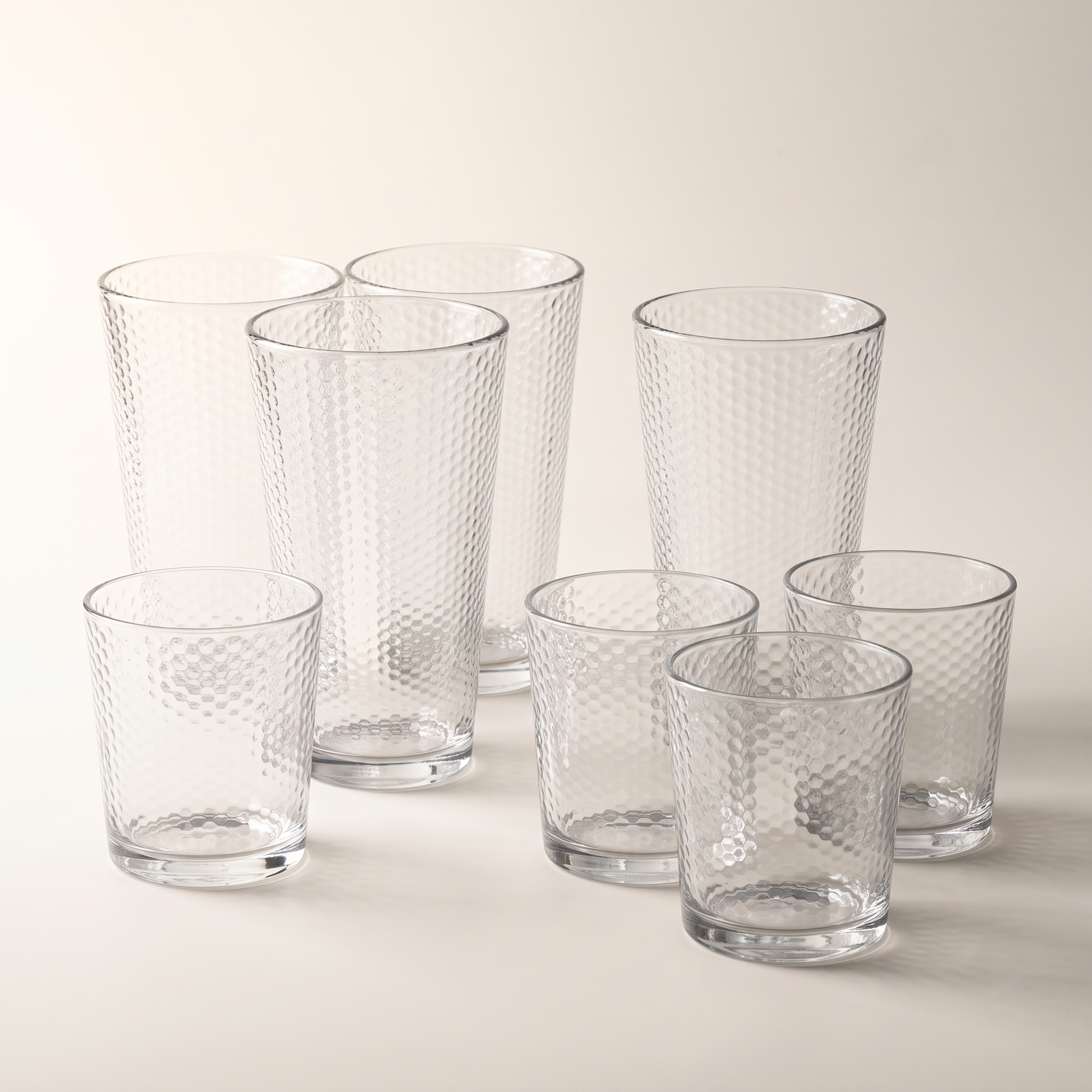 Highball 450ml / Tumbler Glasses 380ml - 8pk Honeycomb Design