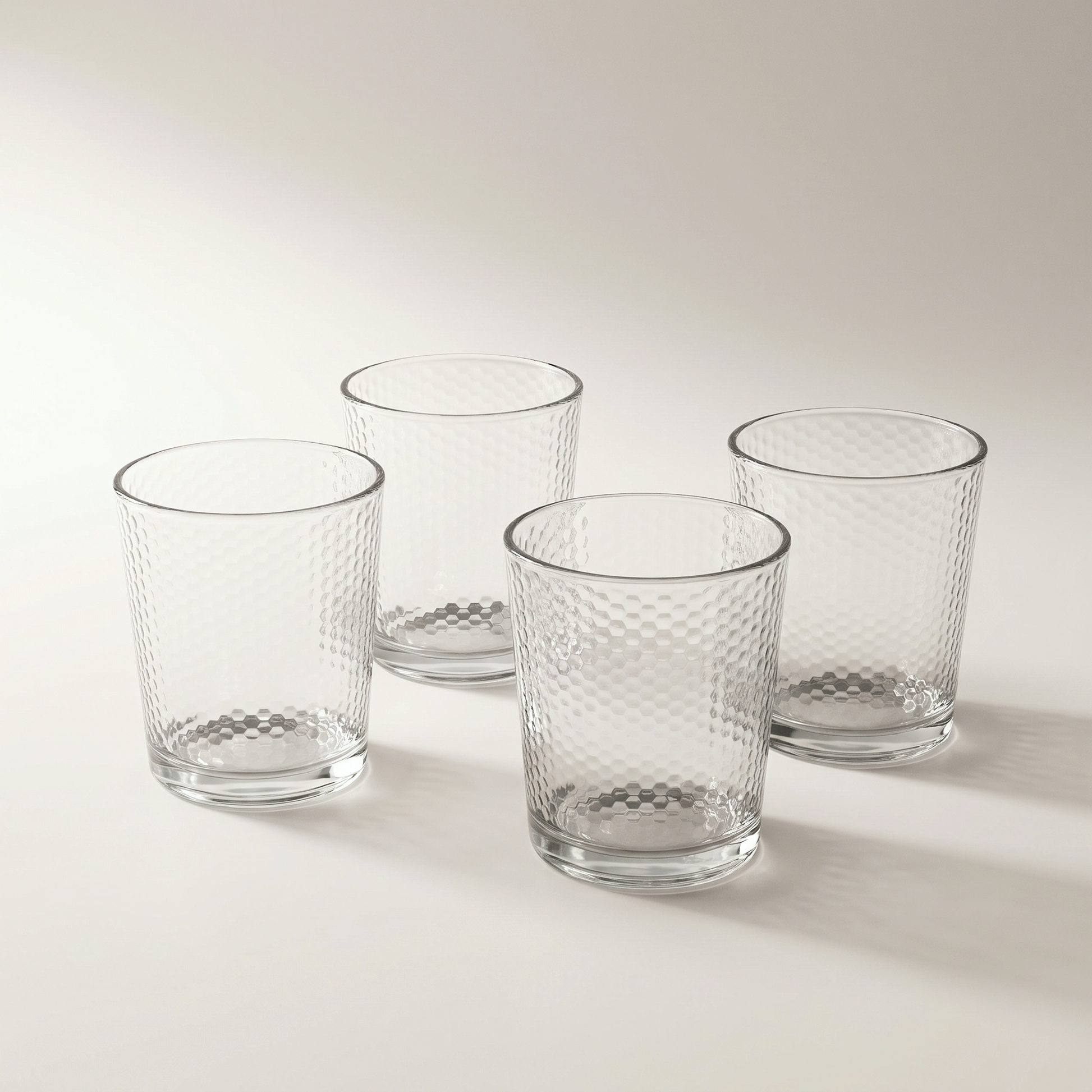 Tumbler Glasses 380ml - 4pk Honeycomb Design
