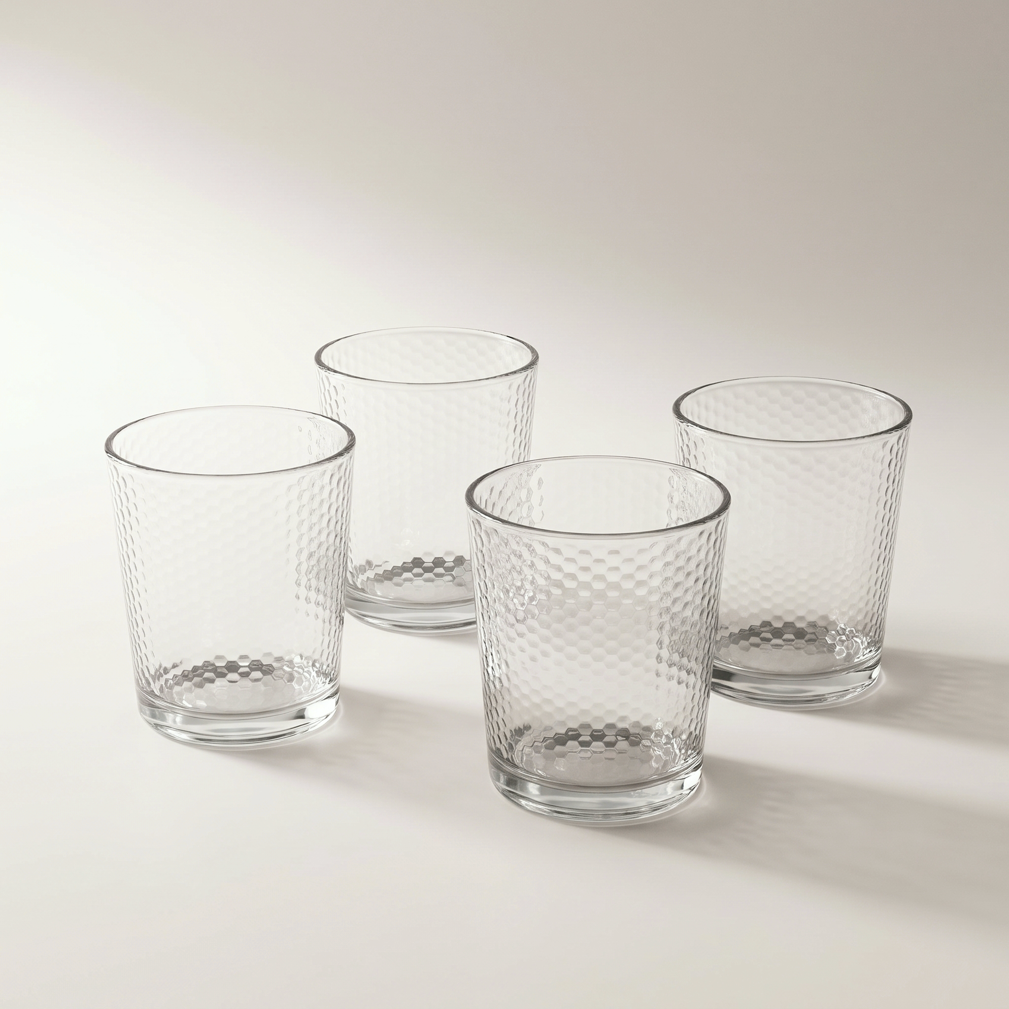 Tumbler Glasses 380ml - 4pk Honeycomb Design