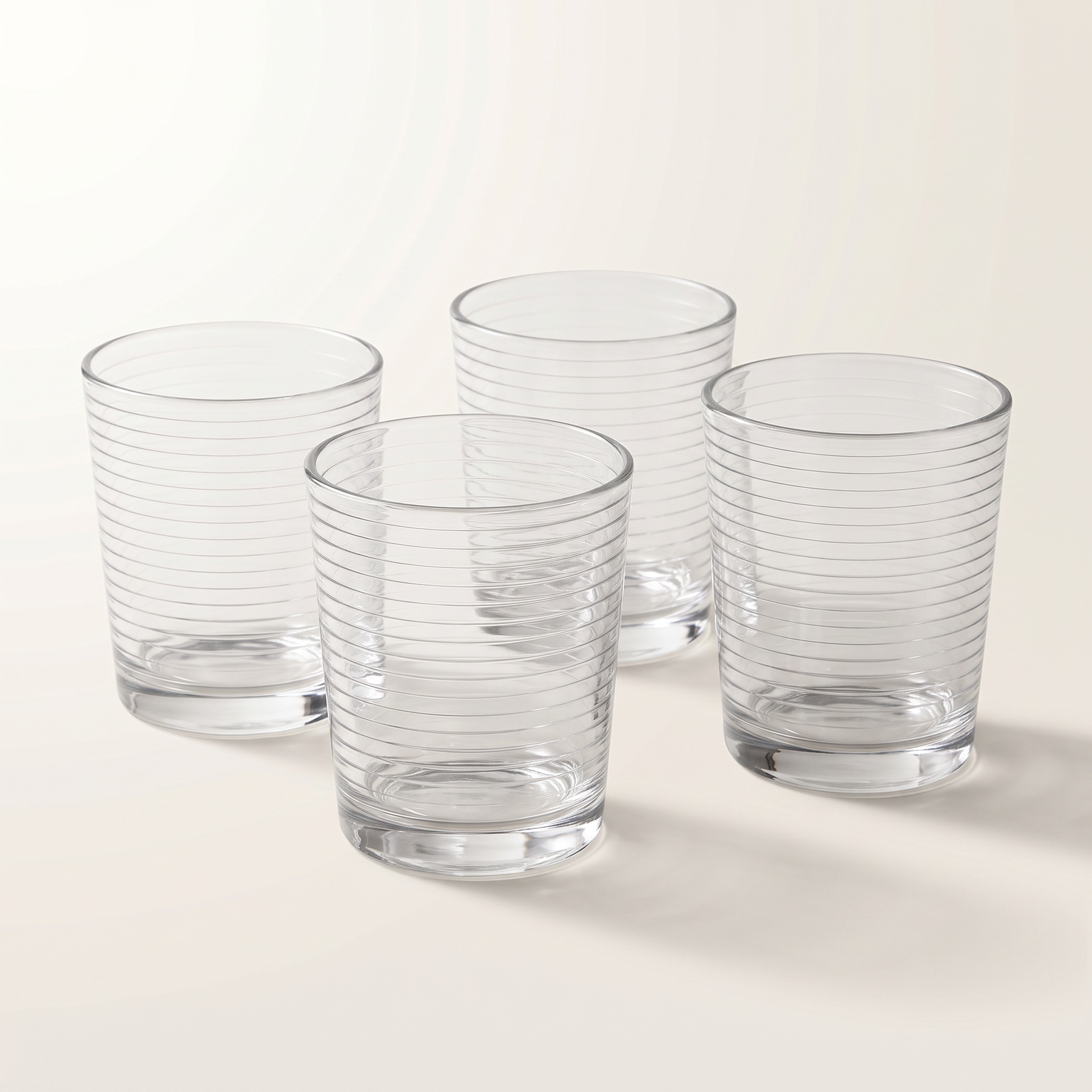 Tumbler Glasses 380ml - 4pk Ribbed Design