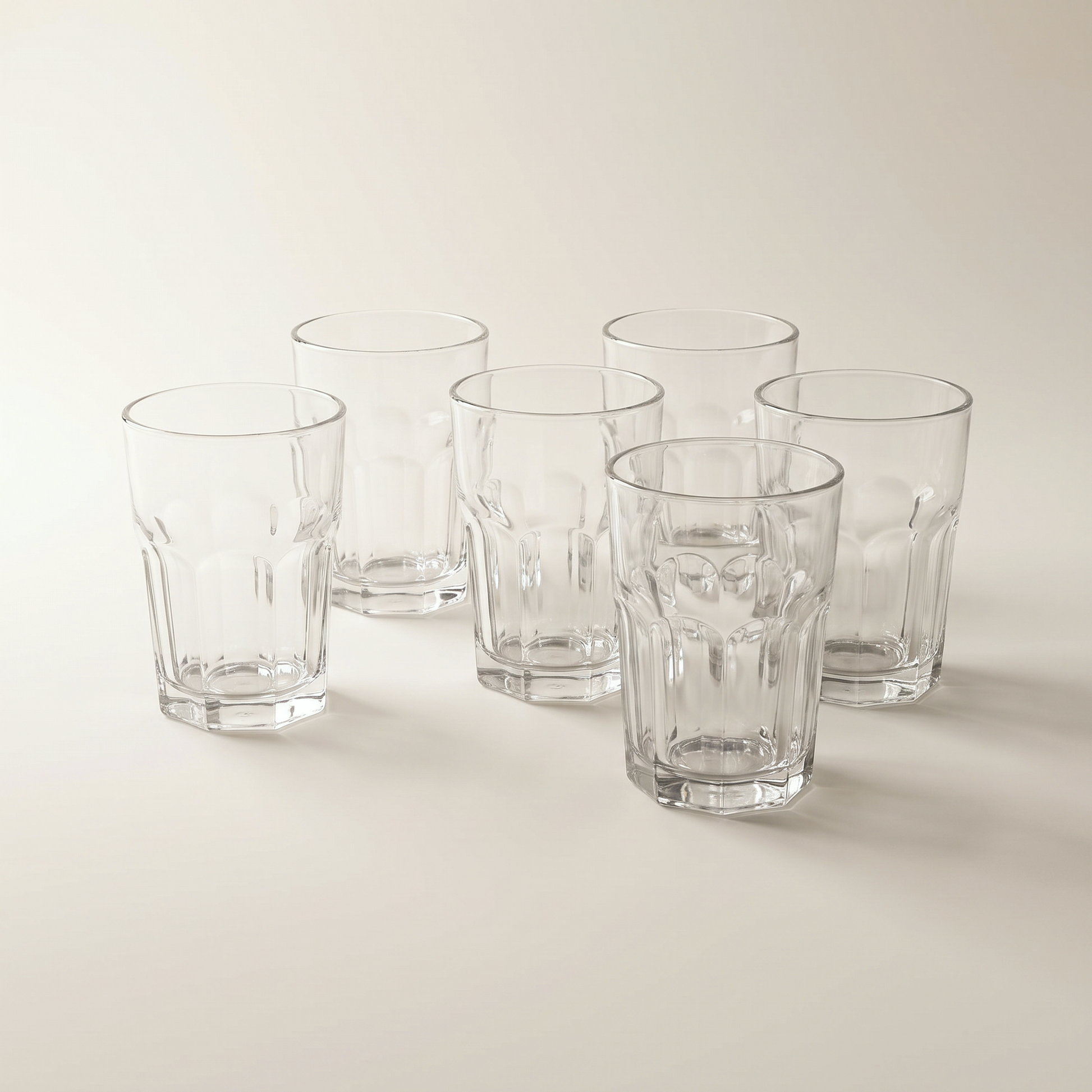 Tempered Tumbler Glasses 300ml - 6pk Faceted Design