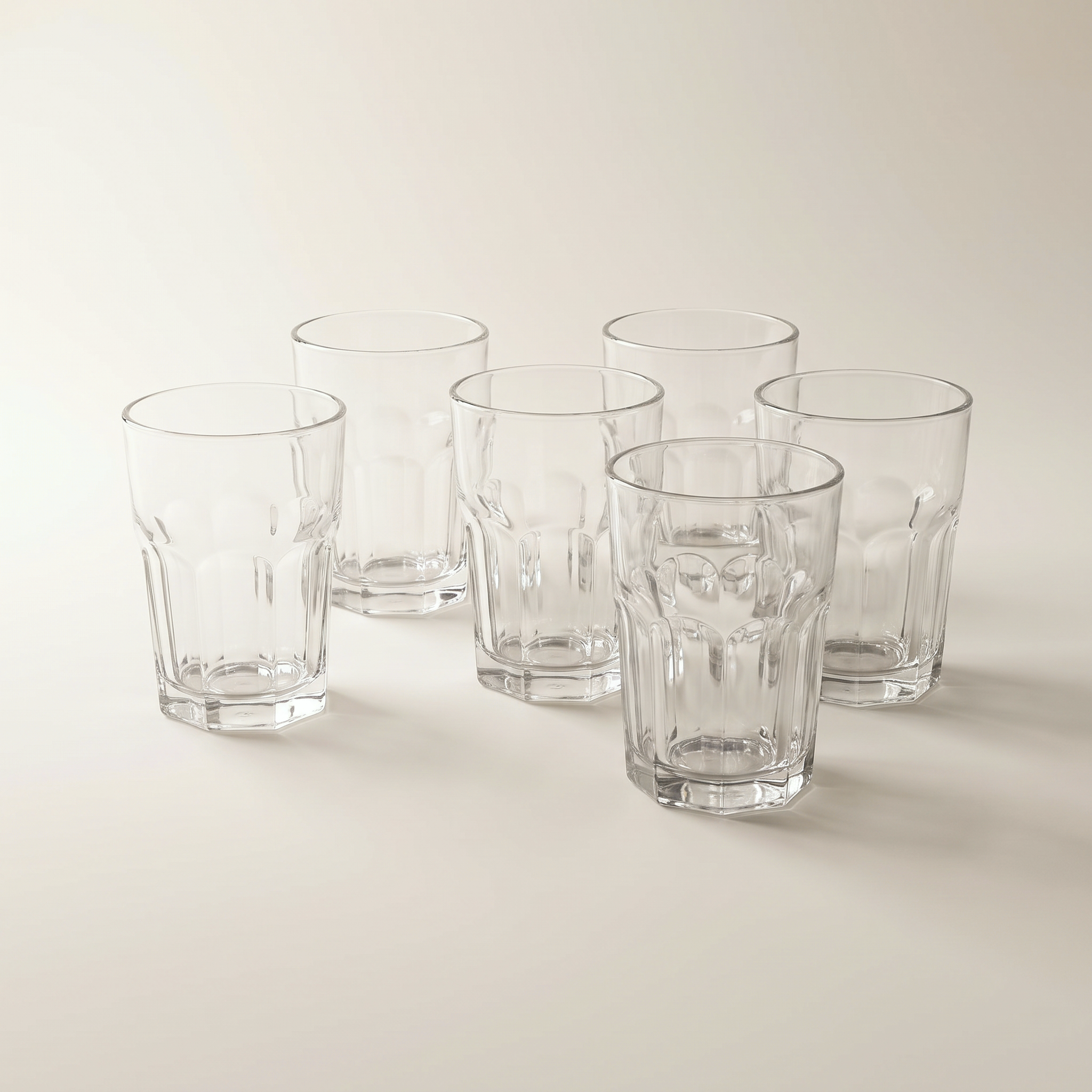Tempered Tumbler Glasses 300ml - 6pk Faceted Design