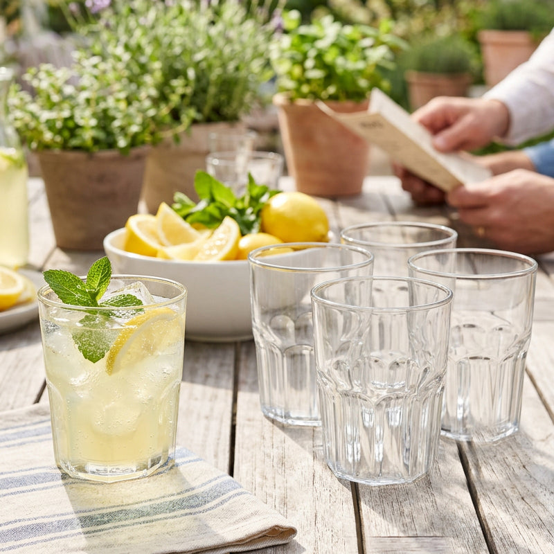 Tempered Tumbler Glasses 300ml - 6pk Faceted Design