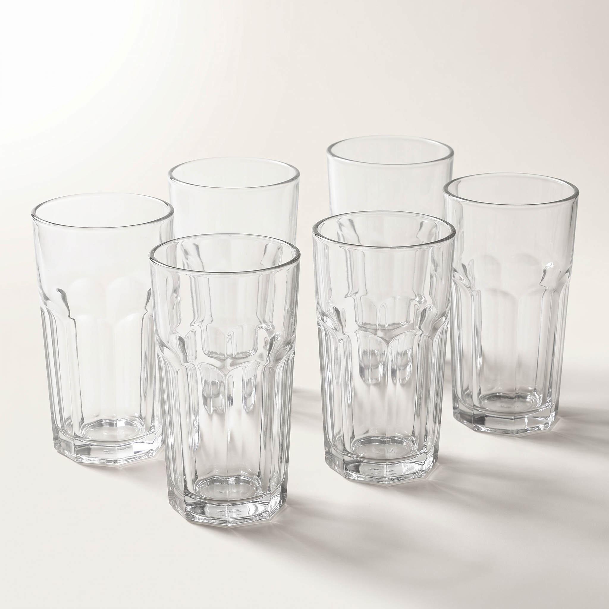 Tempered Highball Glasses 440ml - 6pk Faceted Design
