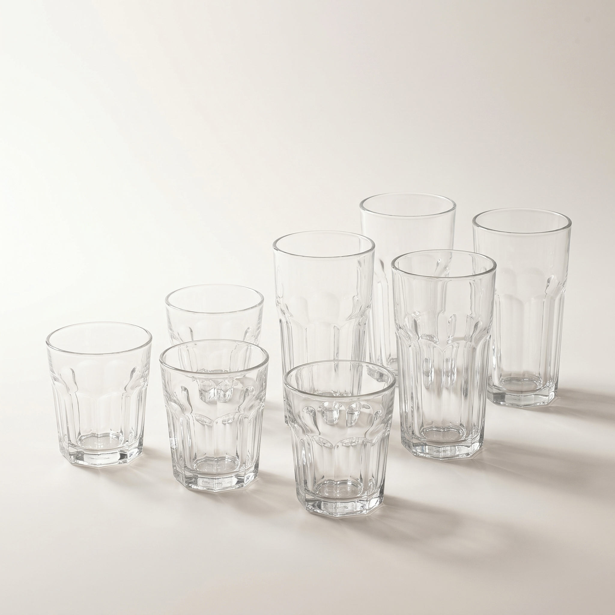 Tempered Highball 440ml / Tumbler Glasses 300ml - 8pk Faceted Design