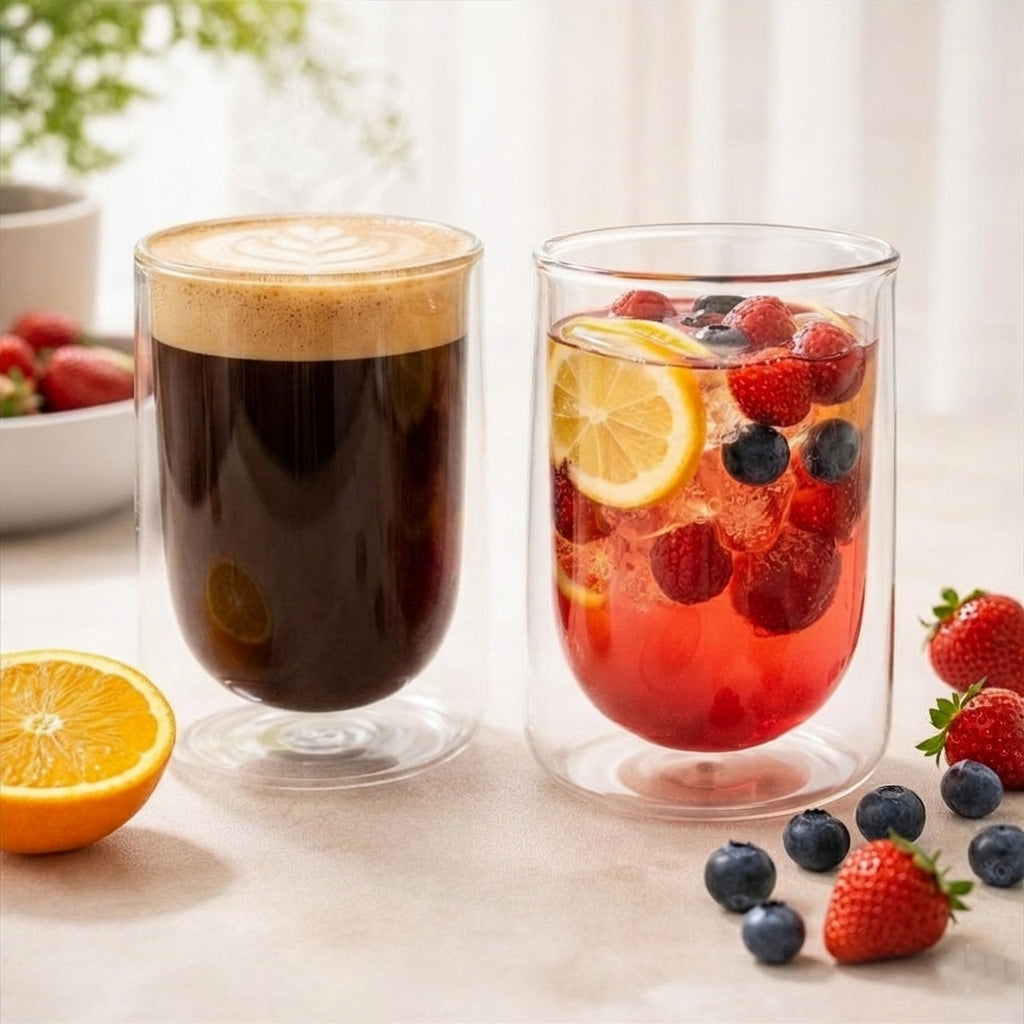 Double-Wall Contour-Lip Borosilicate Glasses, Set of 2 — 330 ml