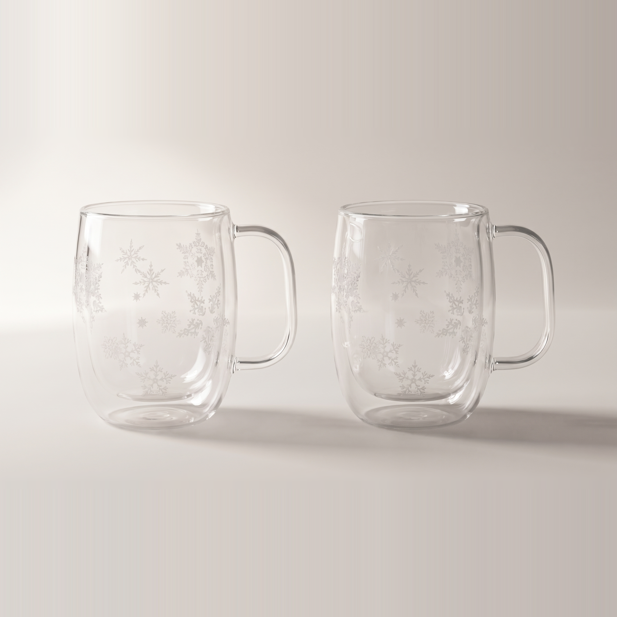 Lot de 2 mugs Double-Paroi Flocon de Neige, 400 ml