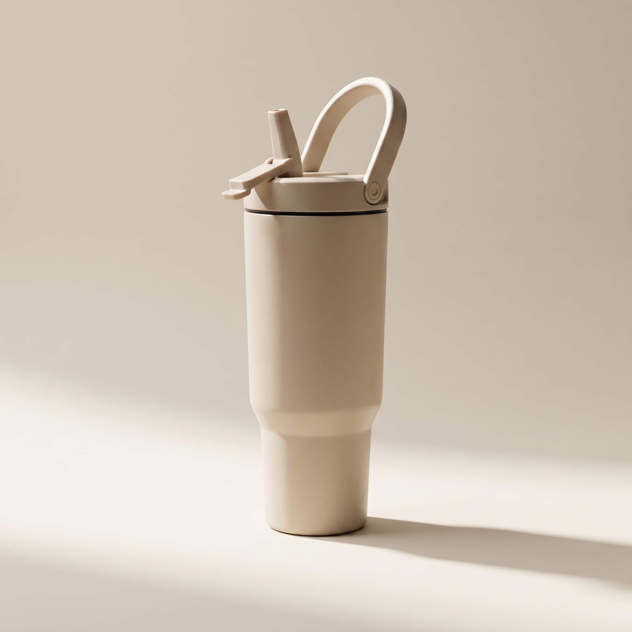 32oz Double-Wall Stainless Steel Flip Straw Tumbler - Cream White
