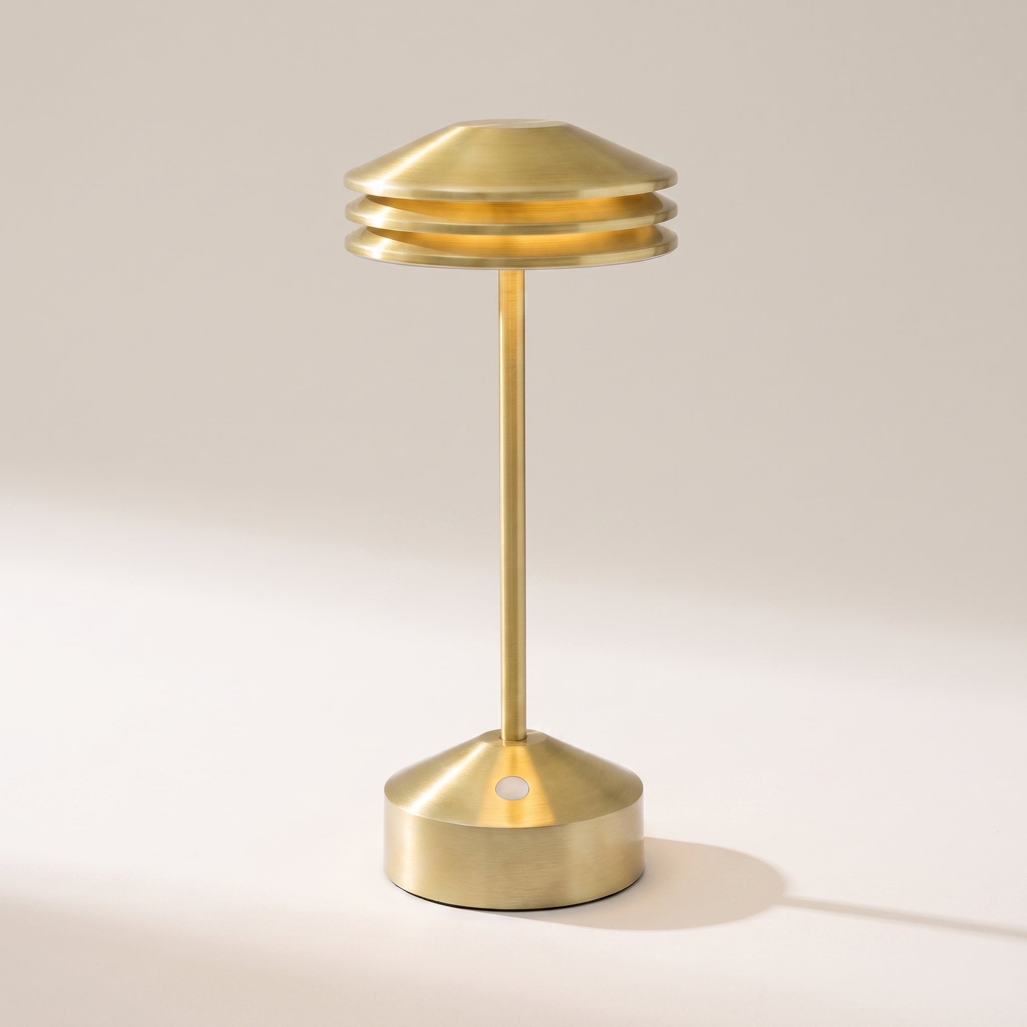 Rechargeable LED Layered Table Lamp "Lumora" — Brass, 28 cm