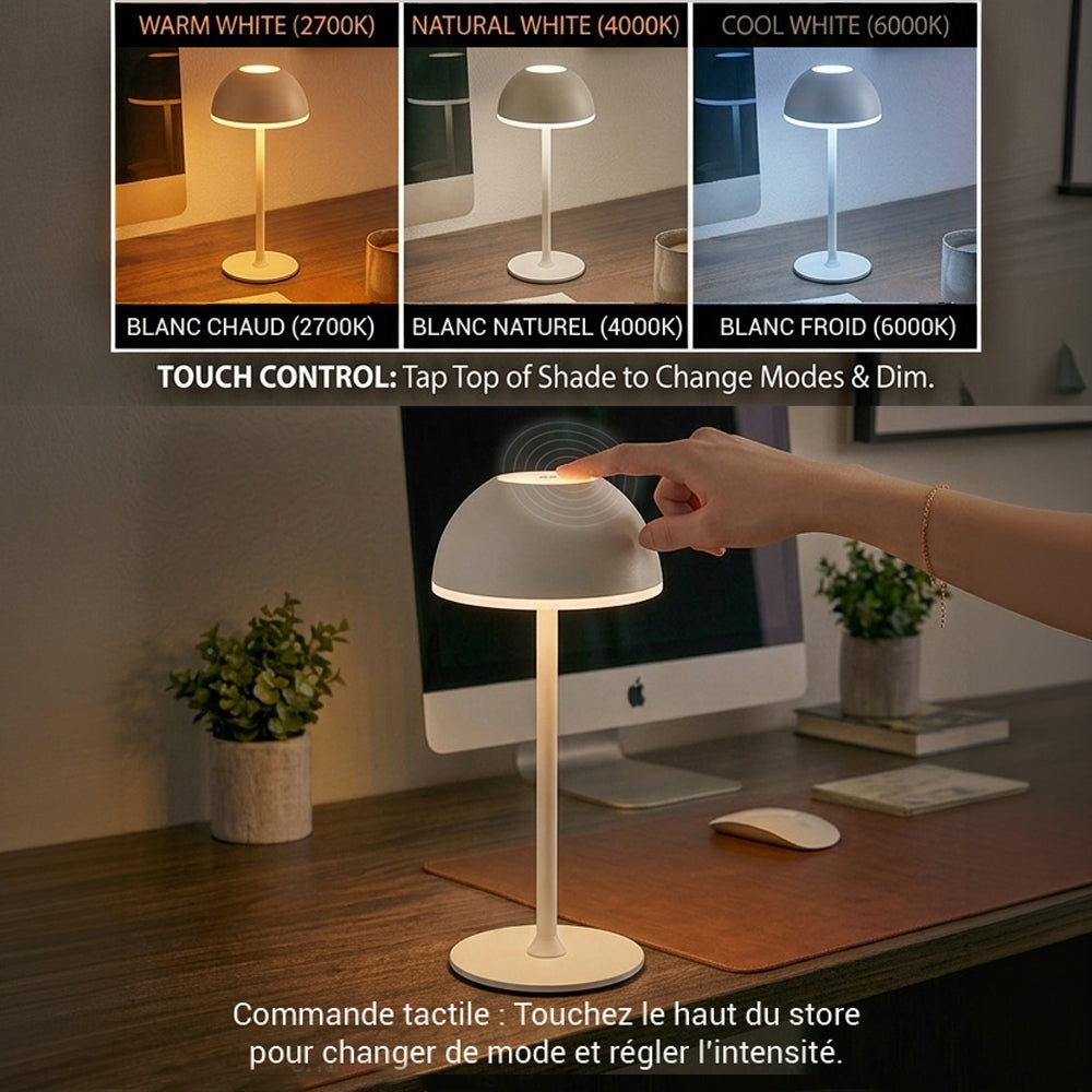 Rechargeable LED Touch Table Lamp "Halo" — Beige, 28 cm