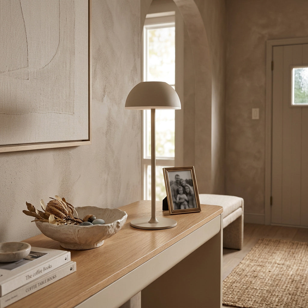 Rechargeable LED Touch Table Lamp "Halo" — Beige, 28 cm