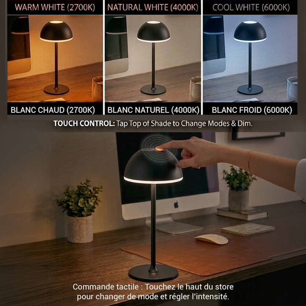 Rechargeable LED Touch Table Lamp "Halo" — Black, 28 cm
