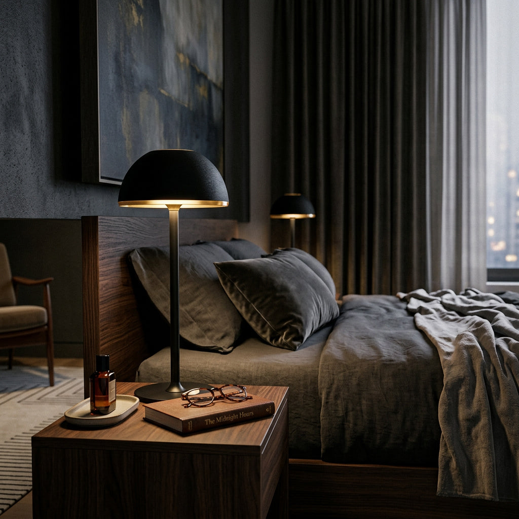 Rechargeable LED Touch Table Lamp "Halo" — Black, 28 cm