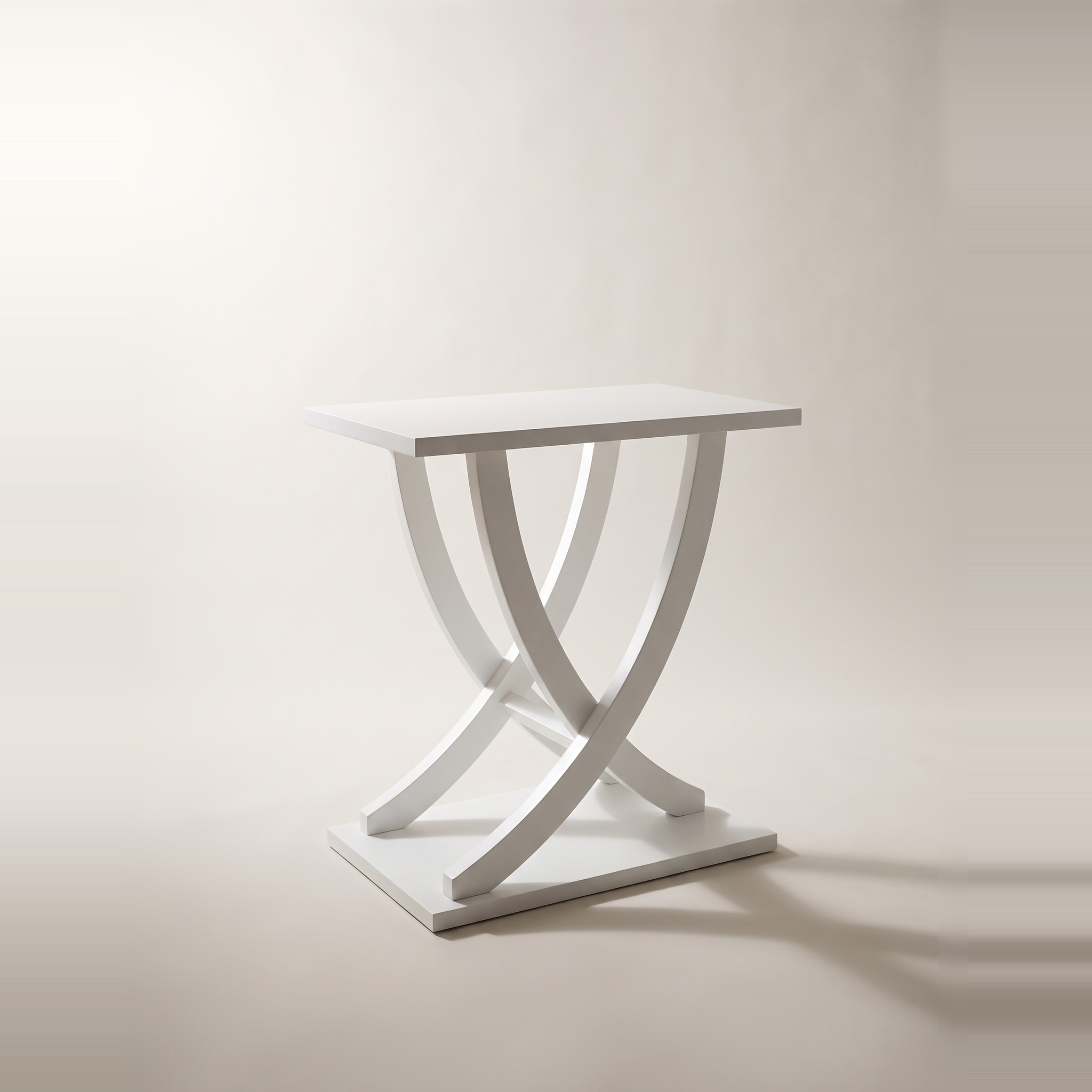 Side Table with Curved Base, MDF, 56 x 39 x 61 cm