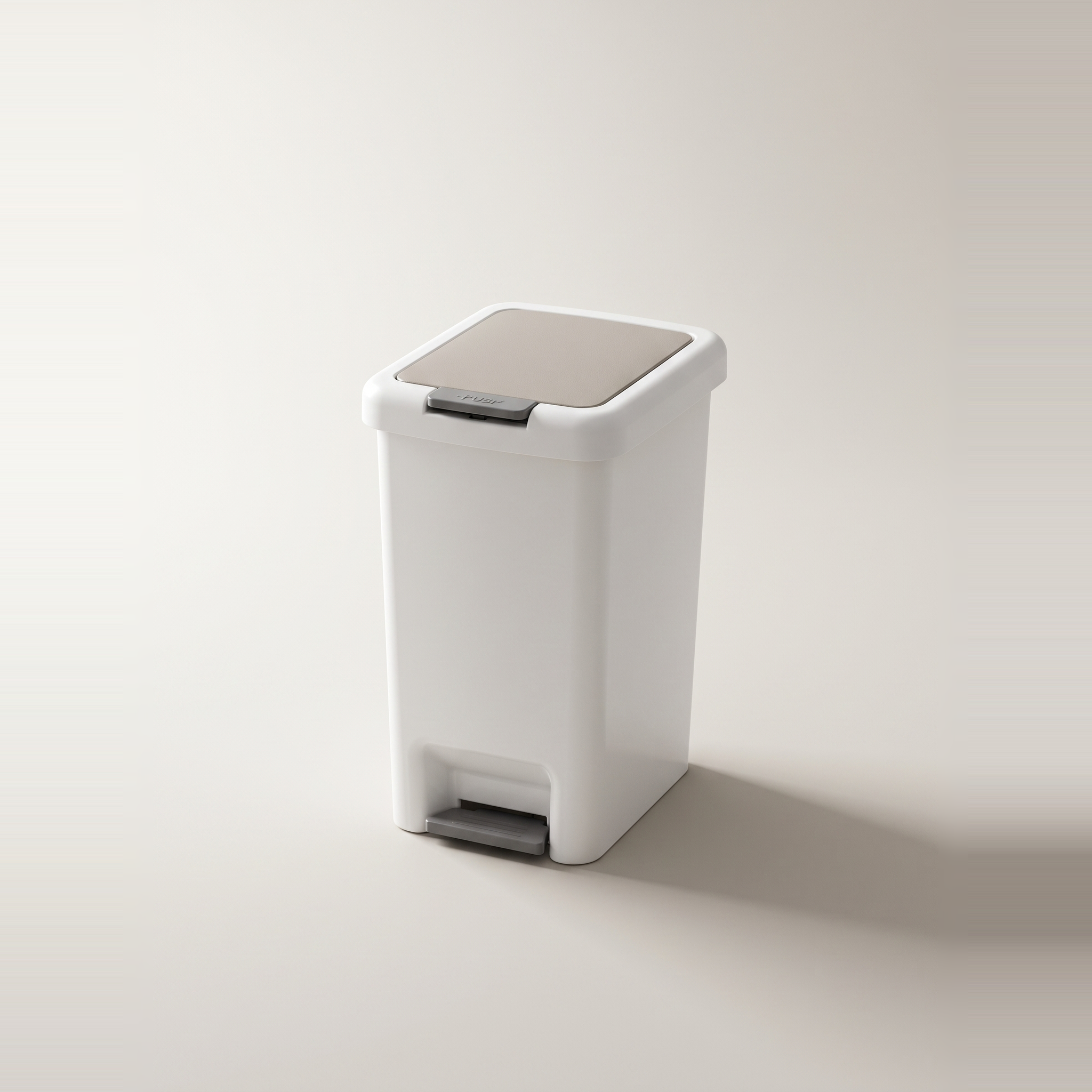 Poubelle 8L à pédale et couvercle poussoir - Blanc
