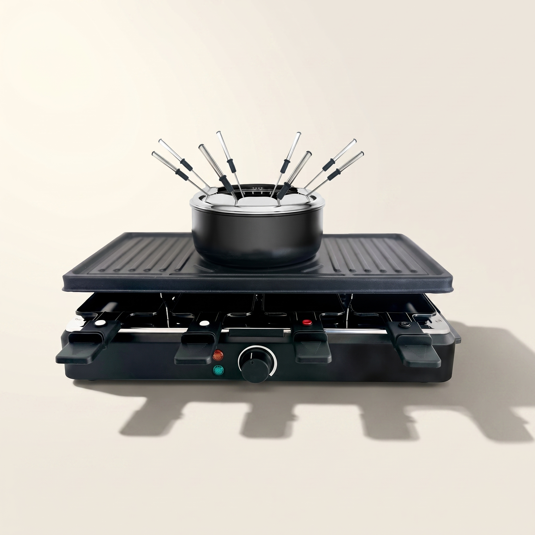 Ensemble à raclette et fondue électrique 3-en-1