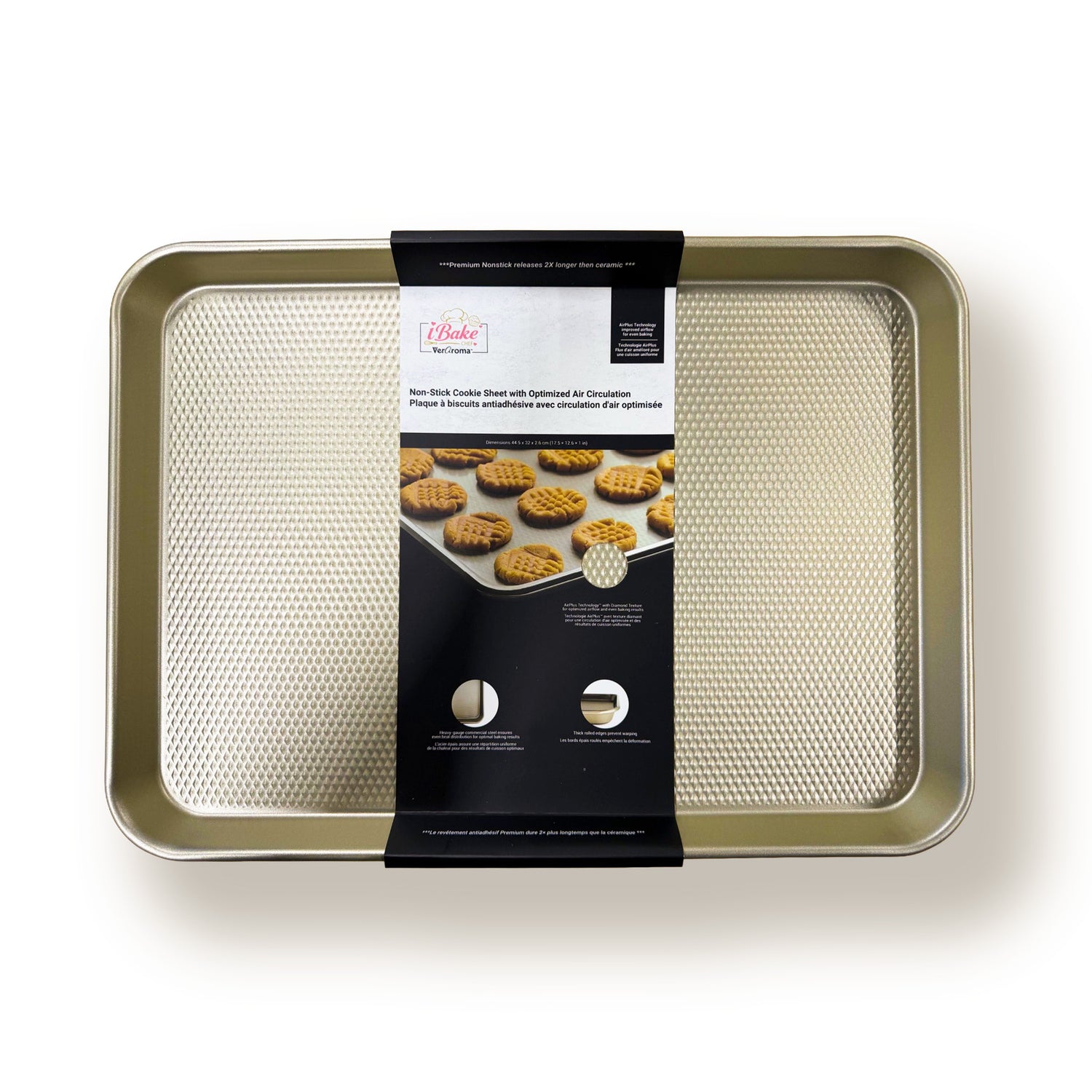 7-99896 retail packaging — iBake Non-Stick Diamond Carbon Steel Cookie Sheet (44.5 x 32
