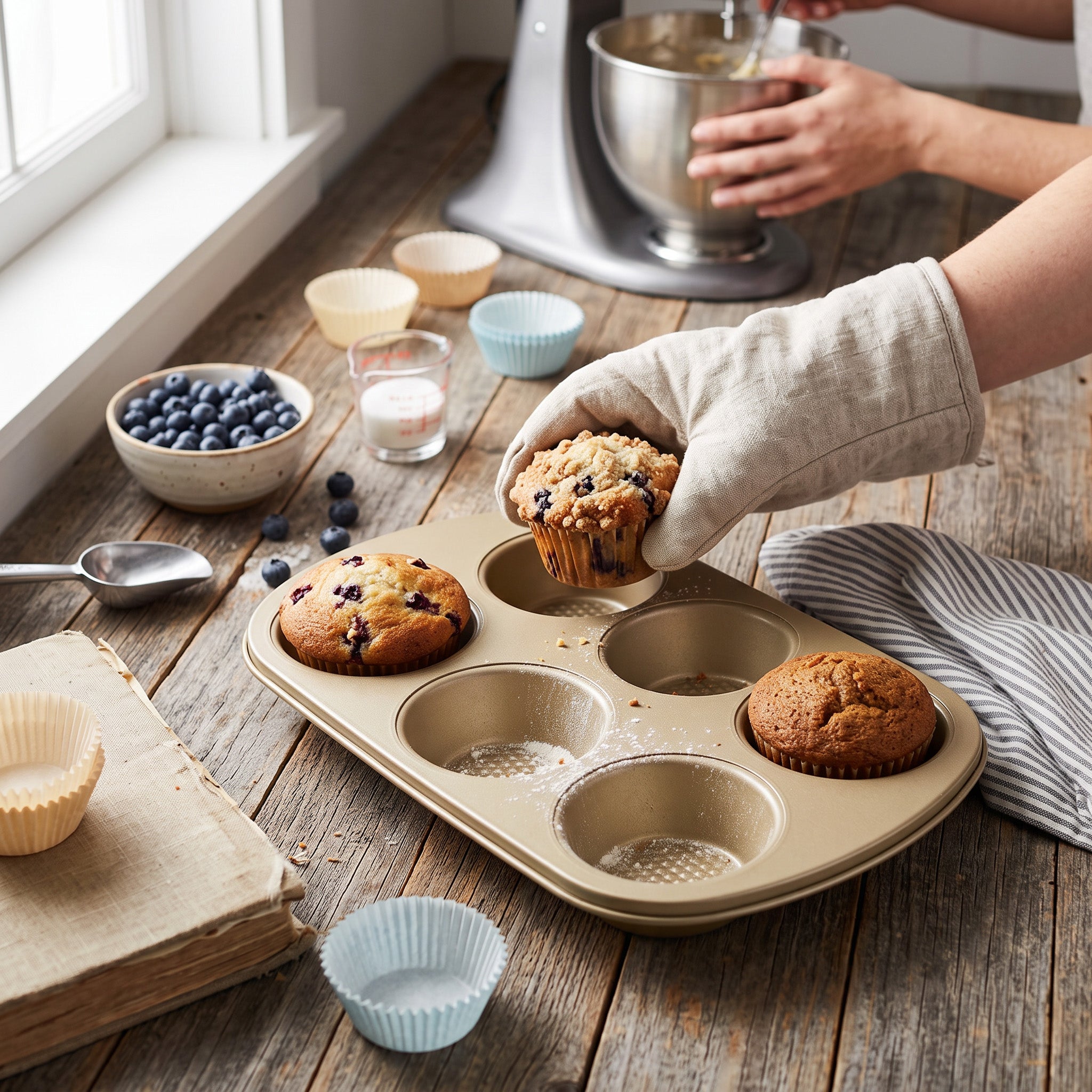 Moule à muffins antiadhésif iBake Diamond 6 tasses — Champagne