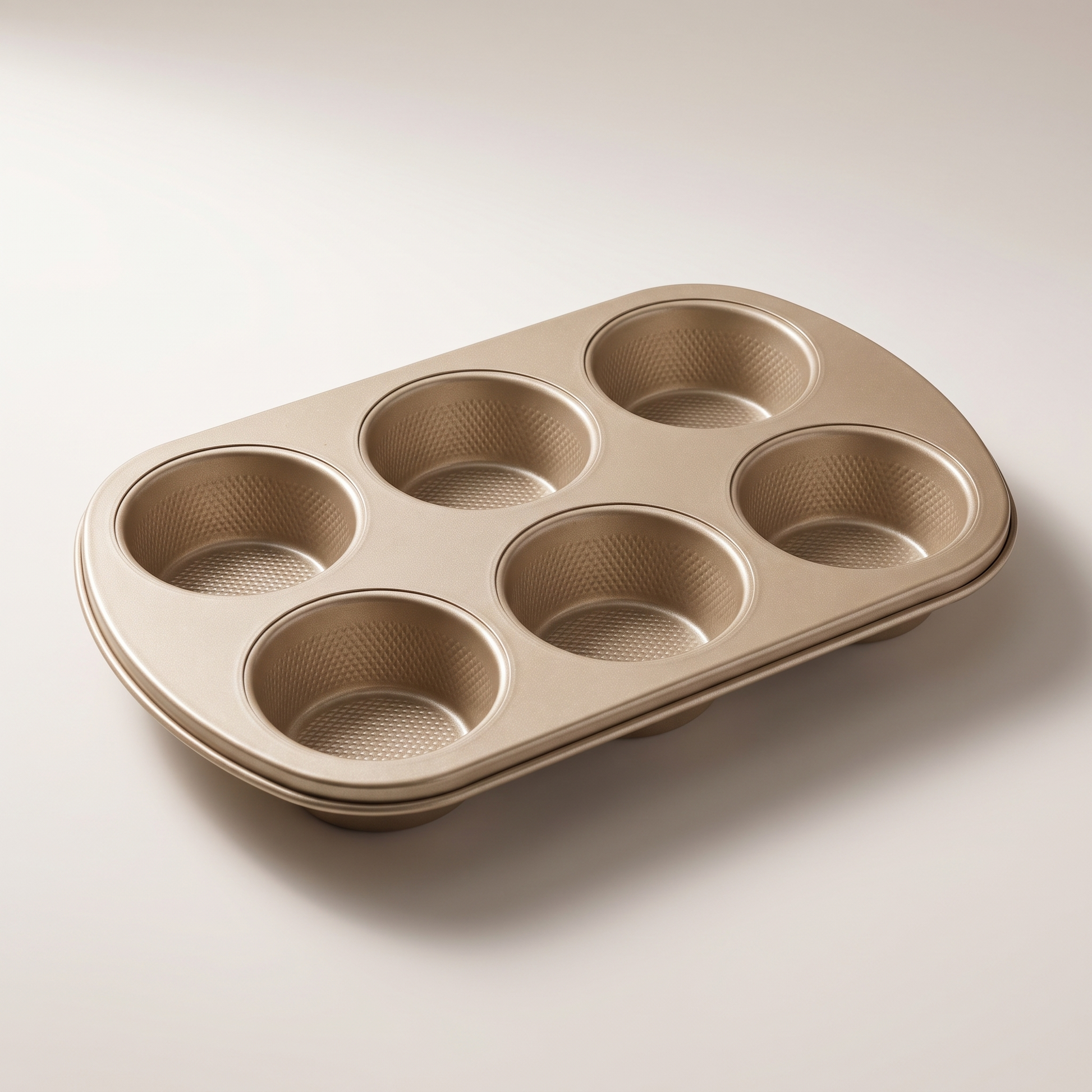 iBake Non-Stick Diamond 6-Cup Muffin Pan — Champagne Gold