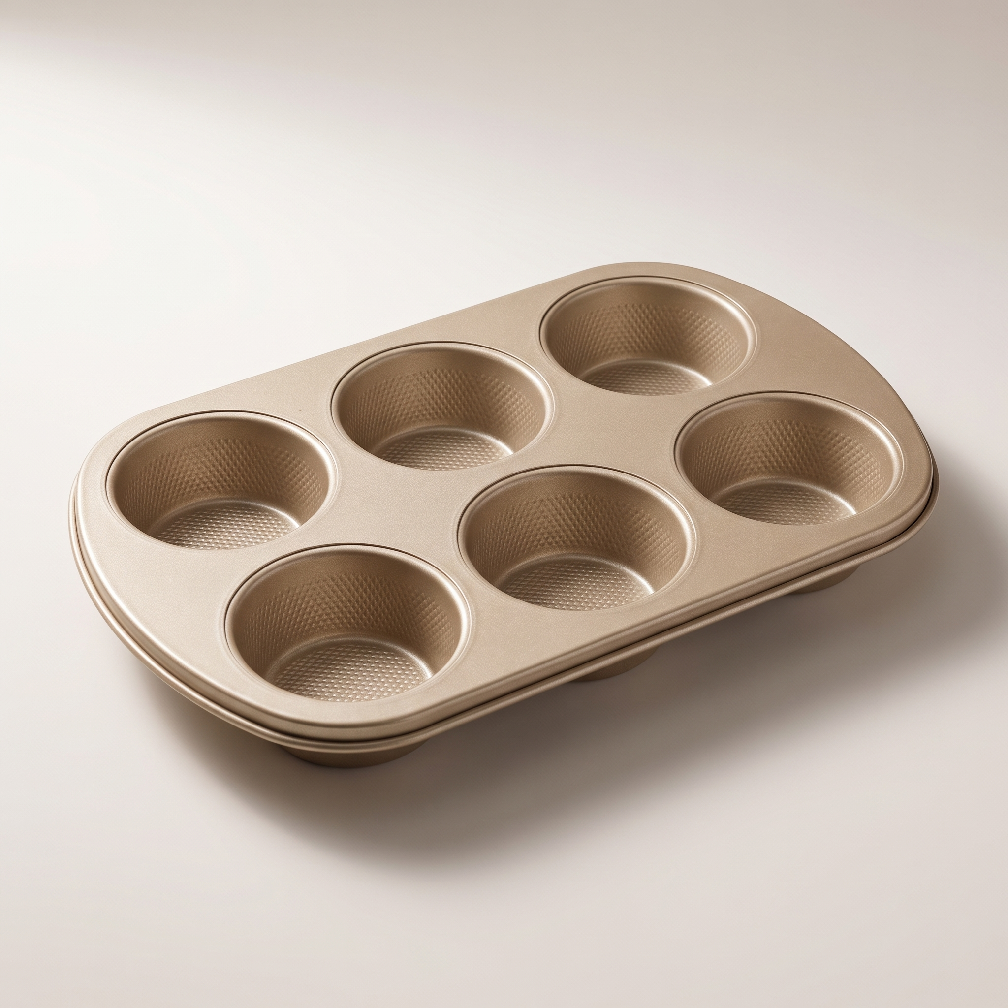 iBake Non-Stick Diamond 6-Cup Muffin Pan — Champagne Gold