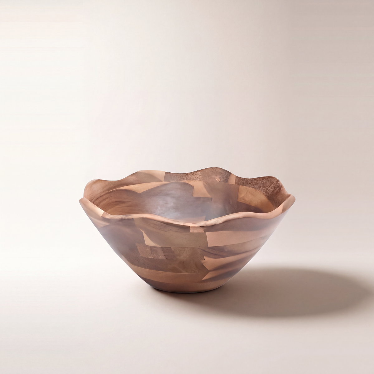 Acacia Wood Serving Bowl with Ruffle Edge — 29.6 Diameter x 12 cm Deep